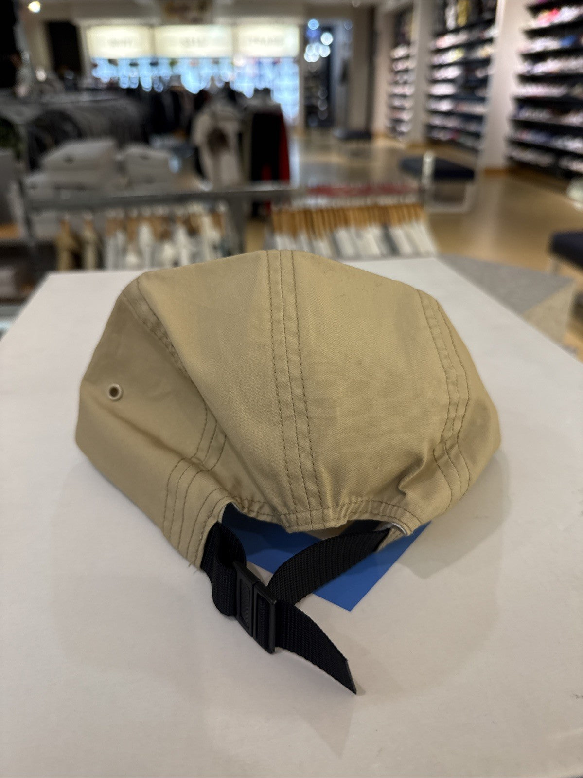 Supreme Visor Print Camp Cap Hat Light Khaki Tan Box Logo SS18 Authentic Rare