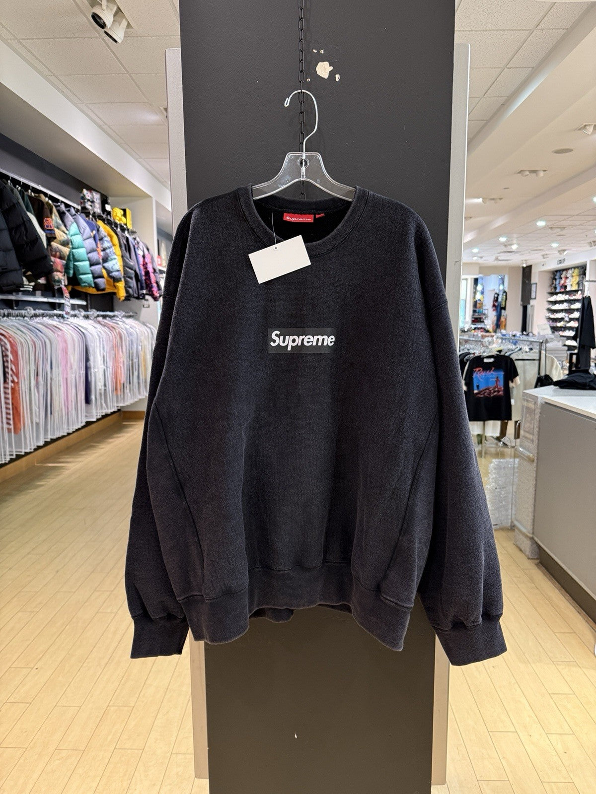 Supreme Washed Box Logo Crewneck Sweatshirt Black SZ XXL USED