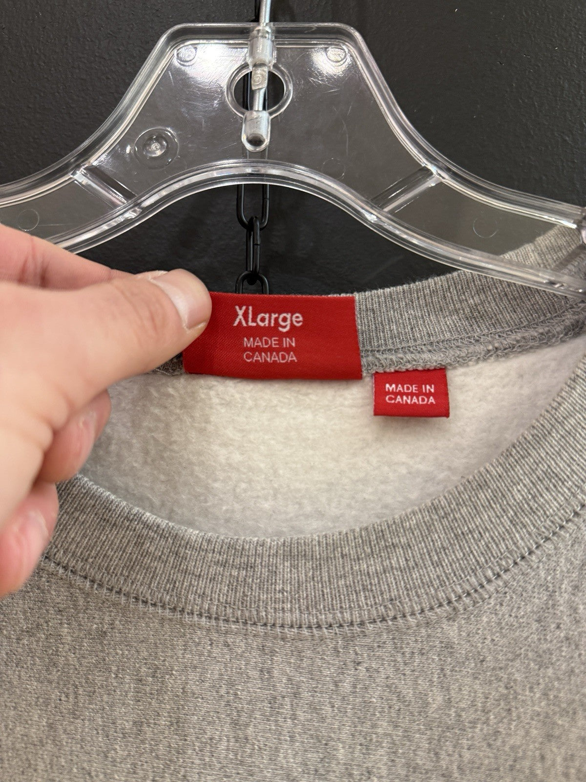 Supreme Ash Grey Red Box Logo Crewneck Sz XL