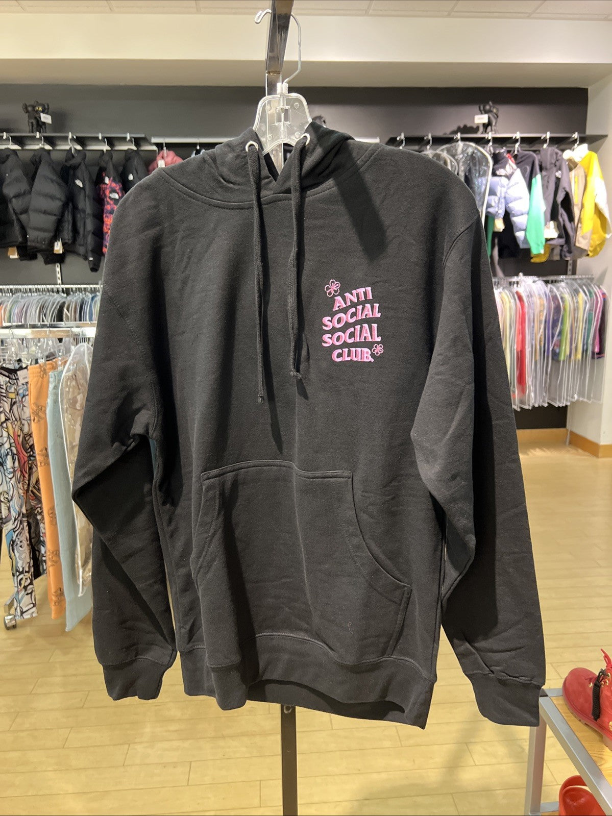 Anti Social Social Club “Coral Crush” Black Hoodie Sweatshirt Sz S