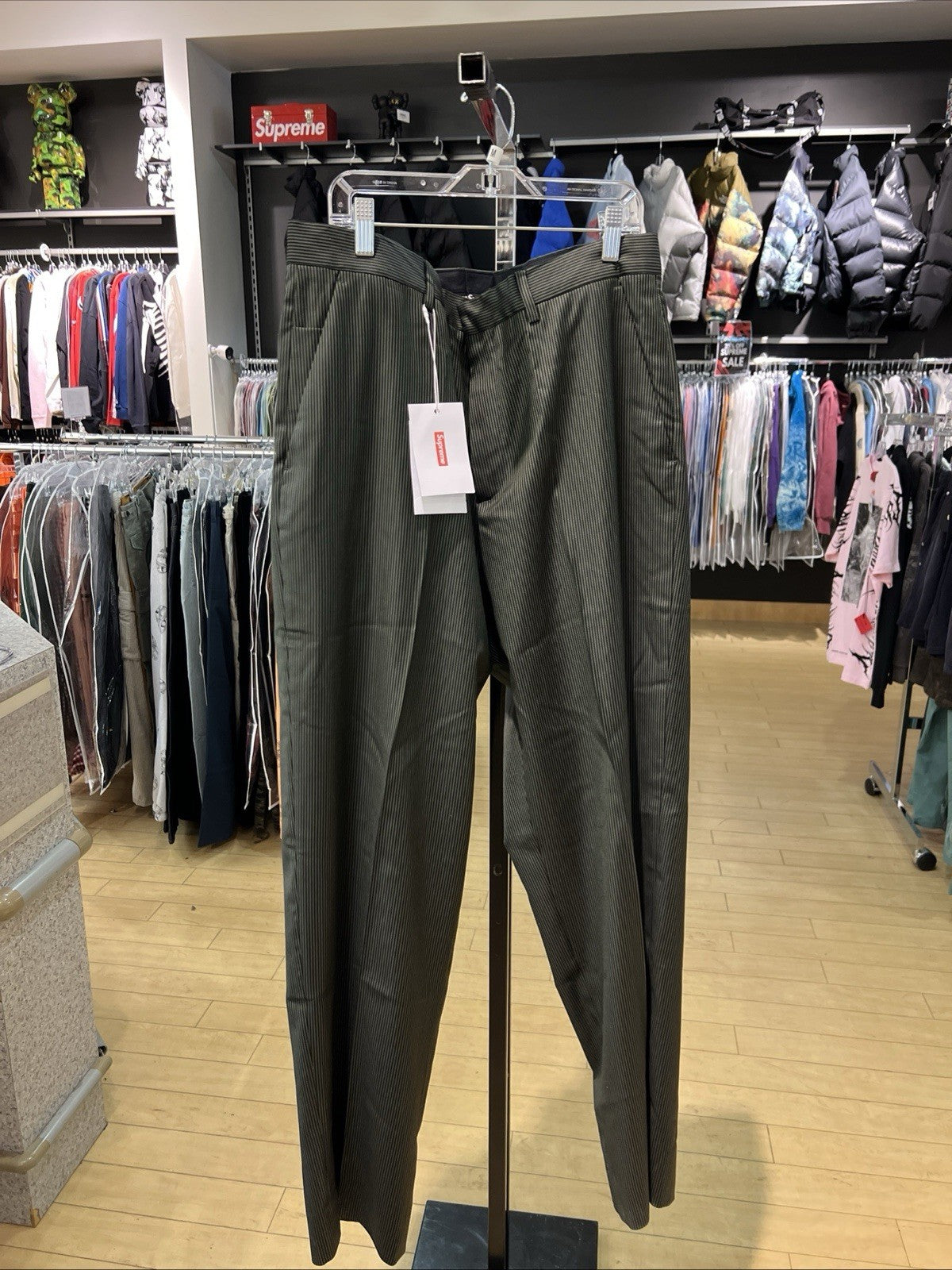 Supreme Striped Wool Trouser Green Stripe Size 34
