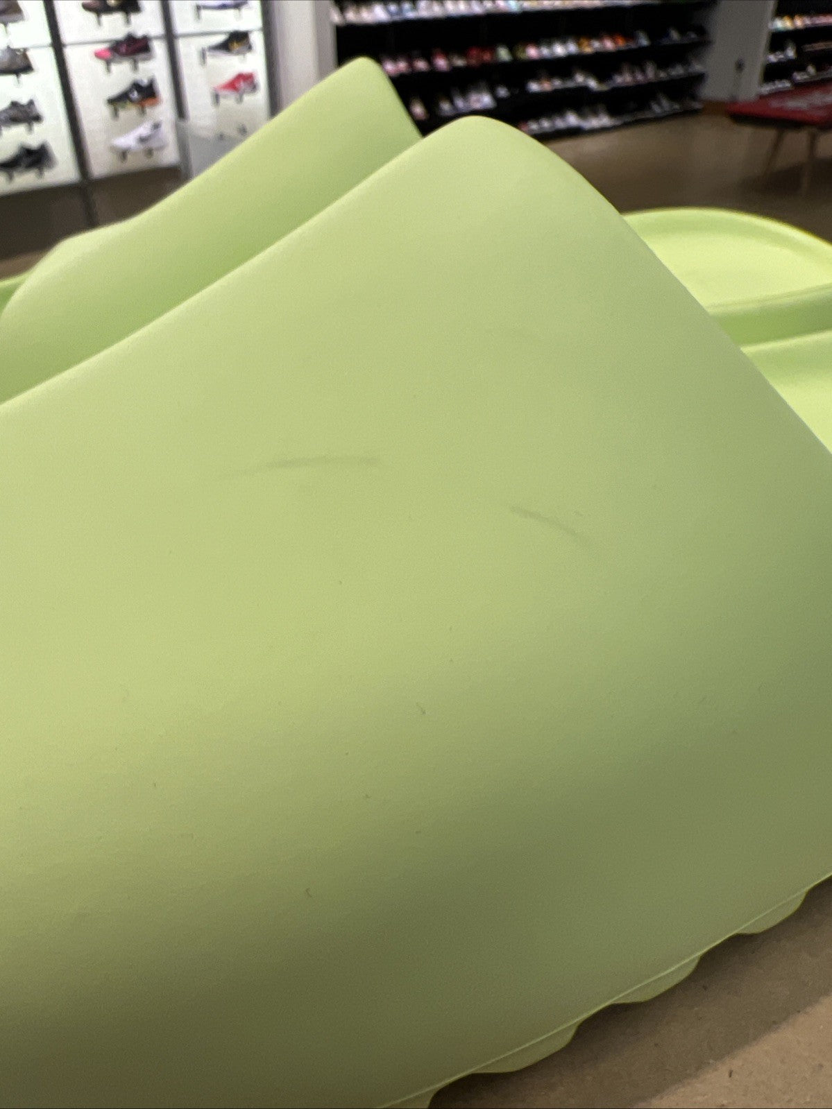 Adidas Yeezy Slide Glow Green GX6138 US Sz 11 DEFECT