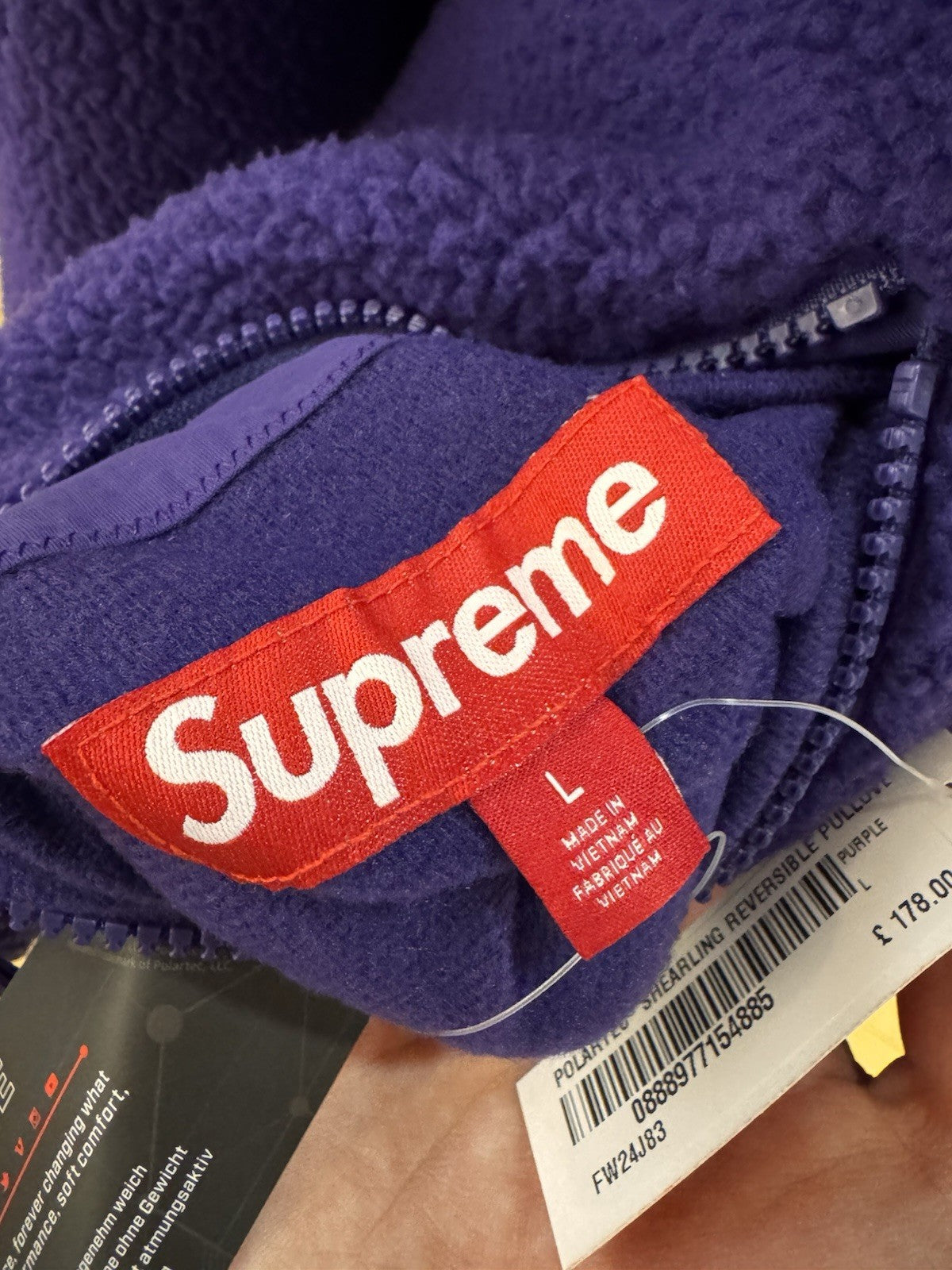 Supreme Polartec Shearling Reversible Pullover Purple Size L