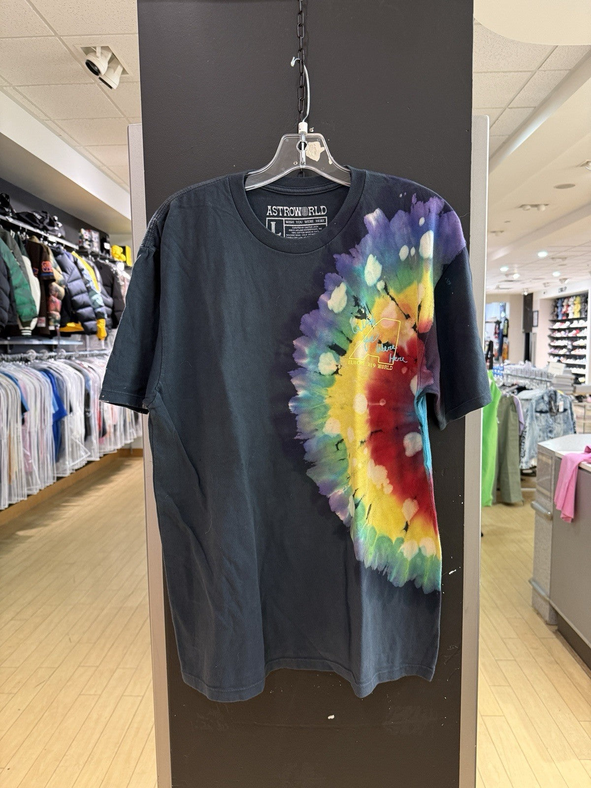 Travis Scott Astroworld 2019 Tour Tee Tye Dye Sz L DEFECT