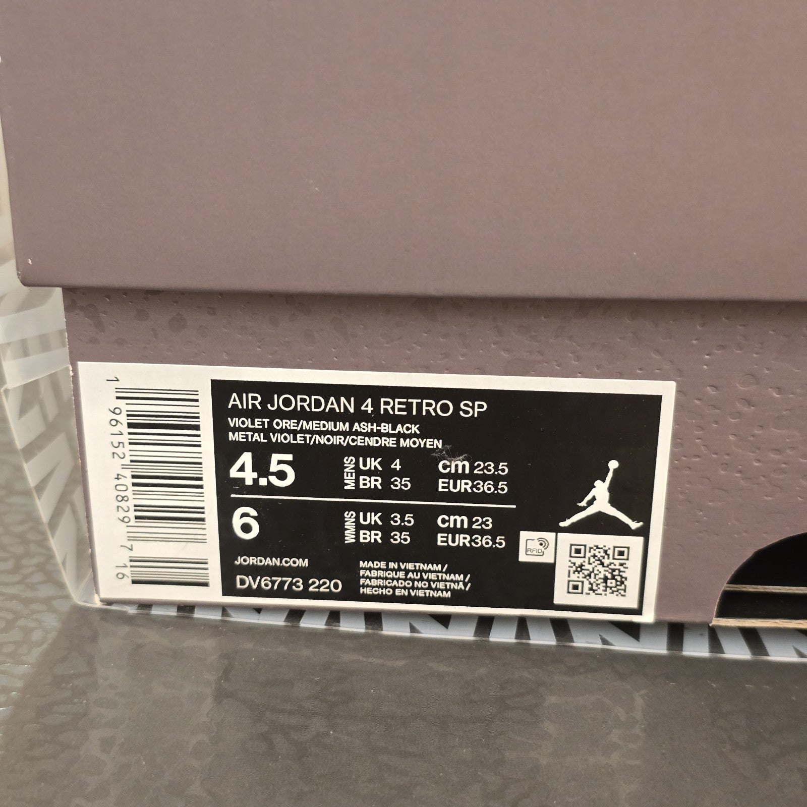 Size 4.5 - Jordan 4 Retro x A Ma Maniere Mid Violet Ore