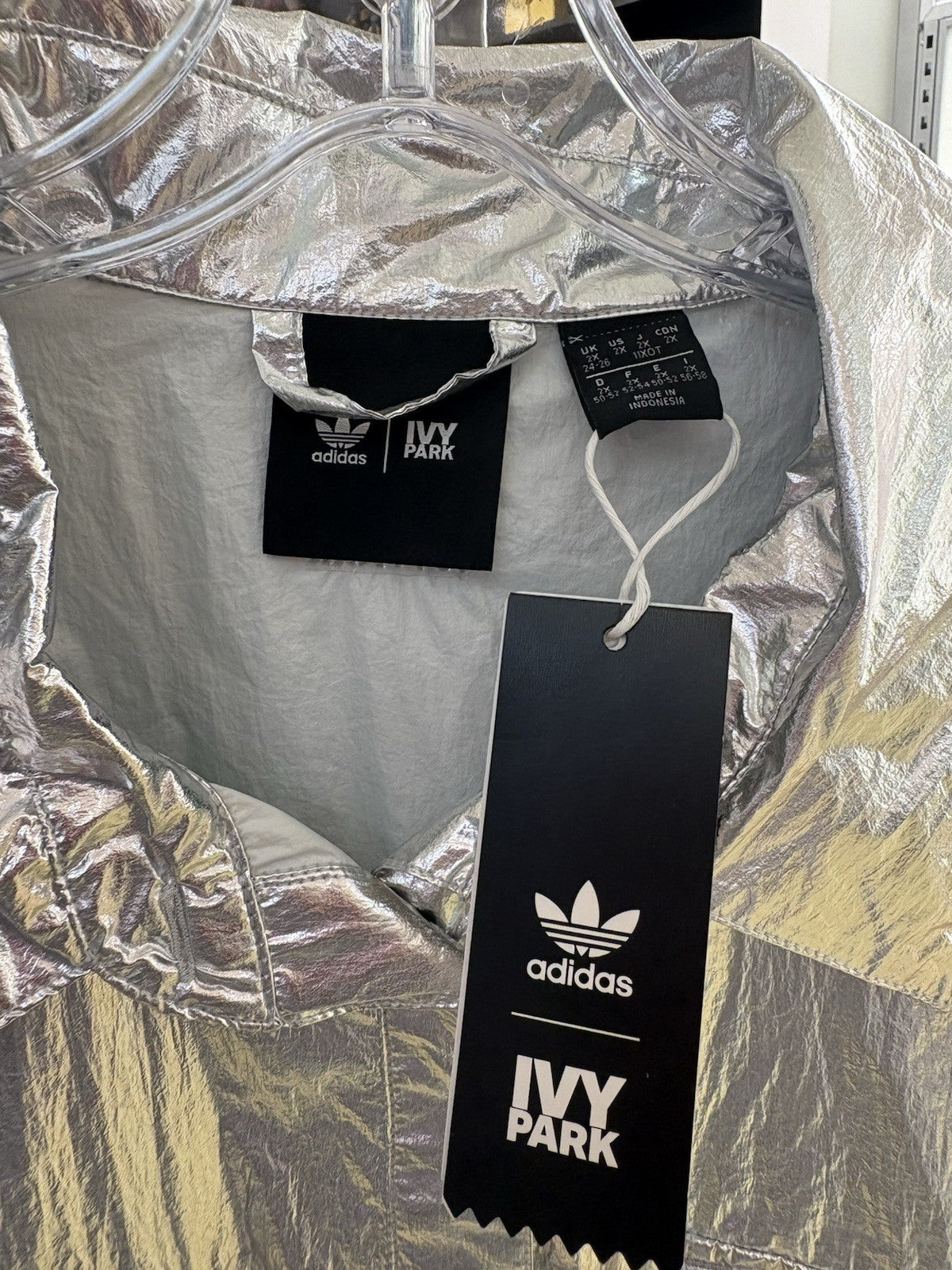 Adidas Ivy Park Metallic Shirt (Plus Size) Silver Metallic Size 2XL