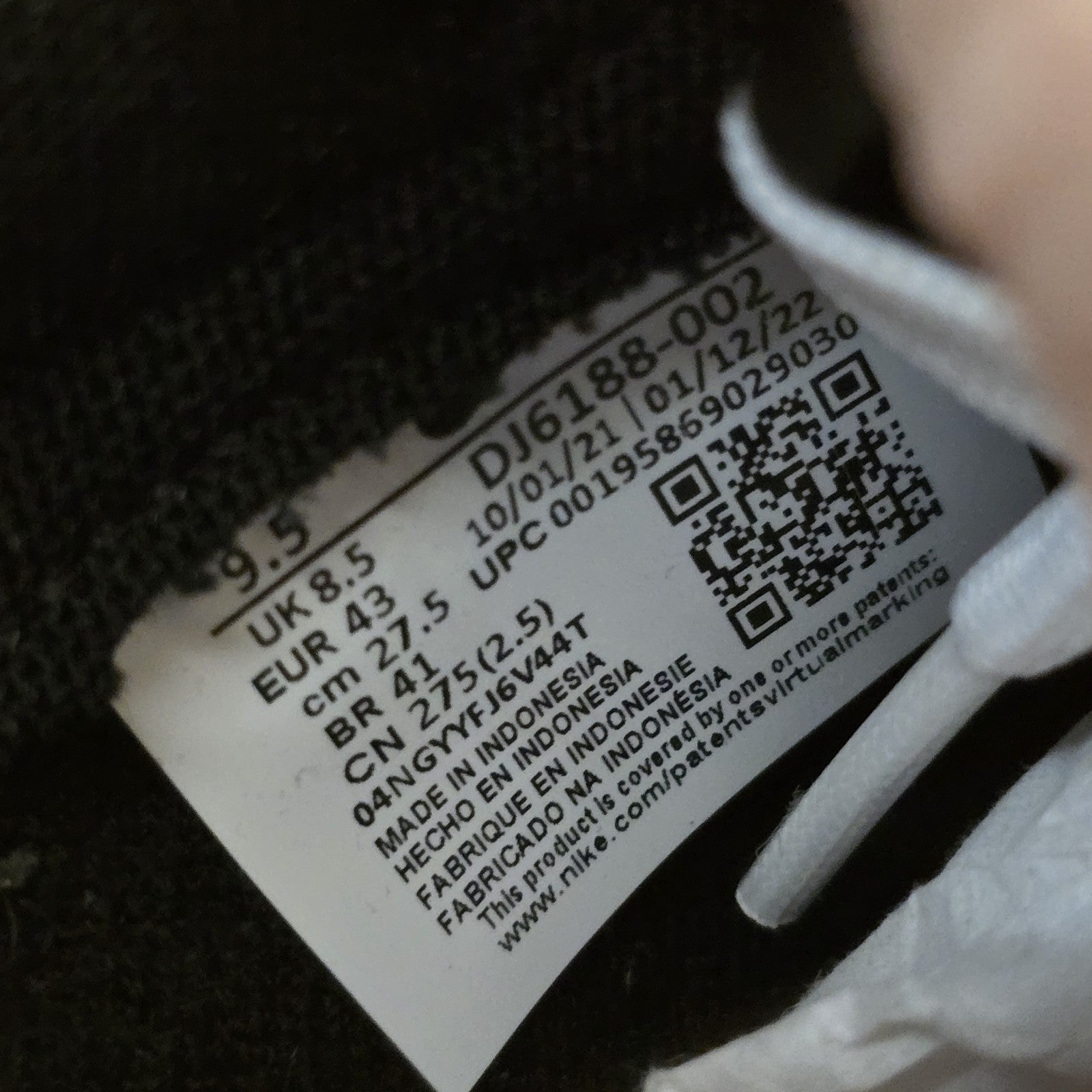 Size 9.5 - Nike Dunk Low Black Panda