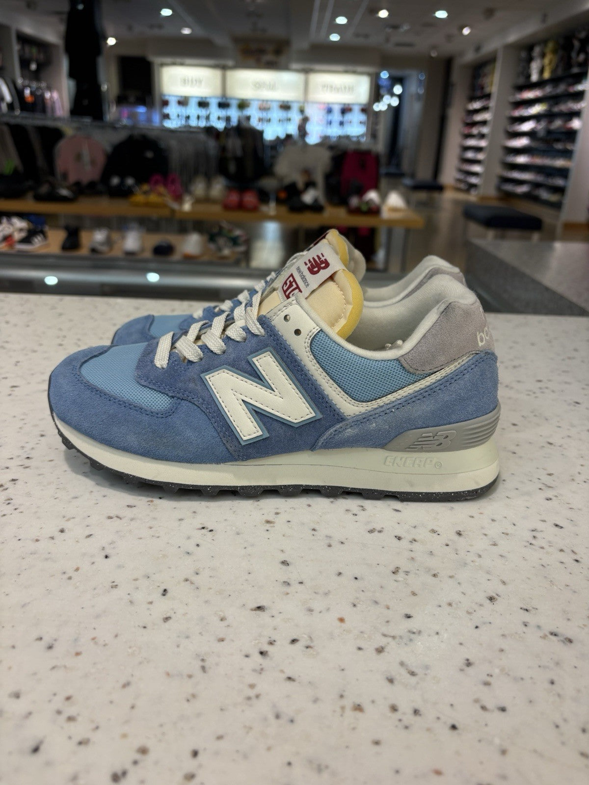 New Balance 574 Blue Laguna Sea Salt Size 5 DEFECT & MISSING BOX