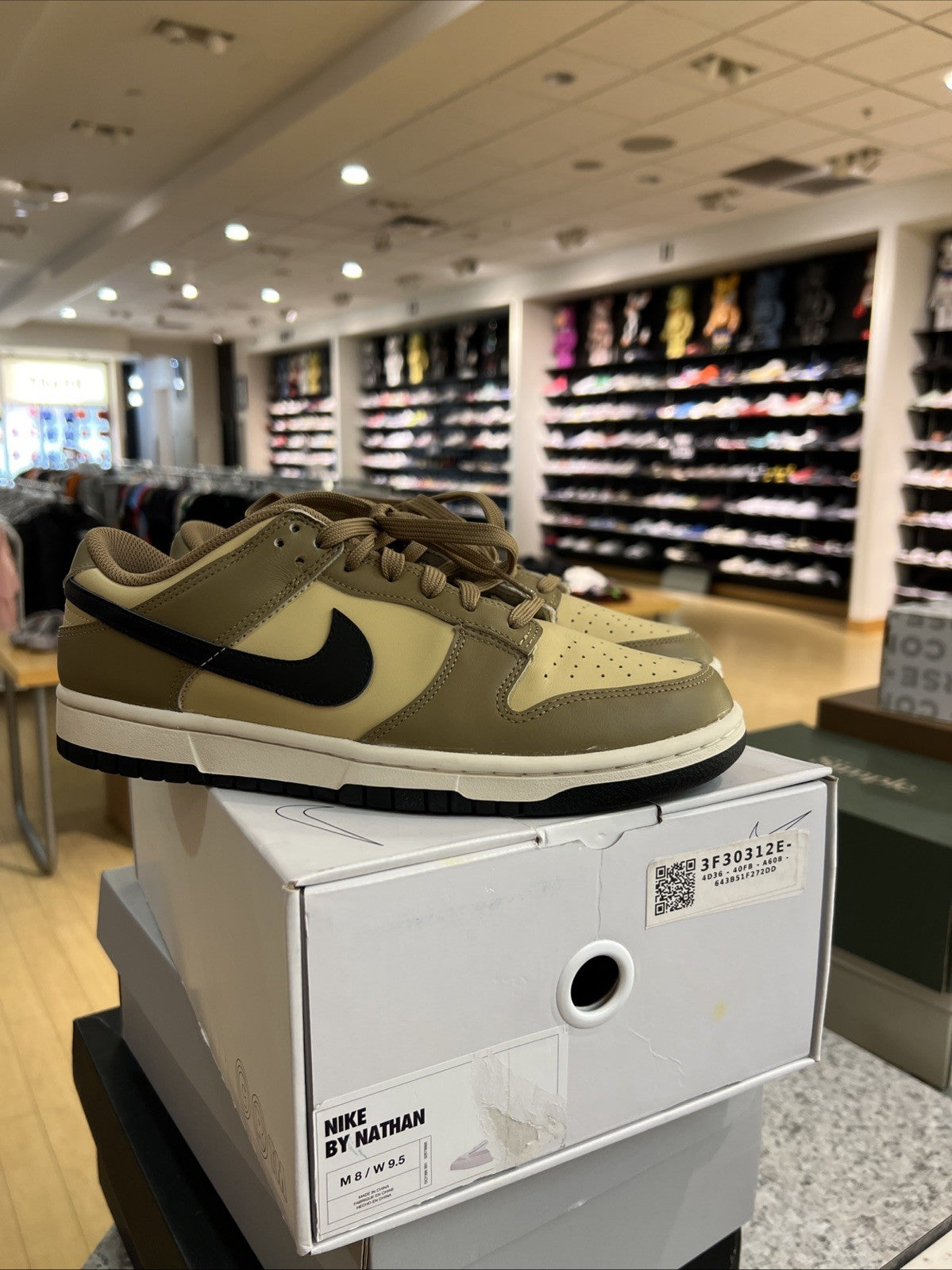 Nike Dunk Low By You White Khaki Black Sz 8 USED