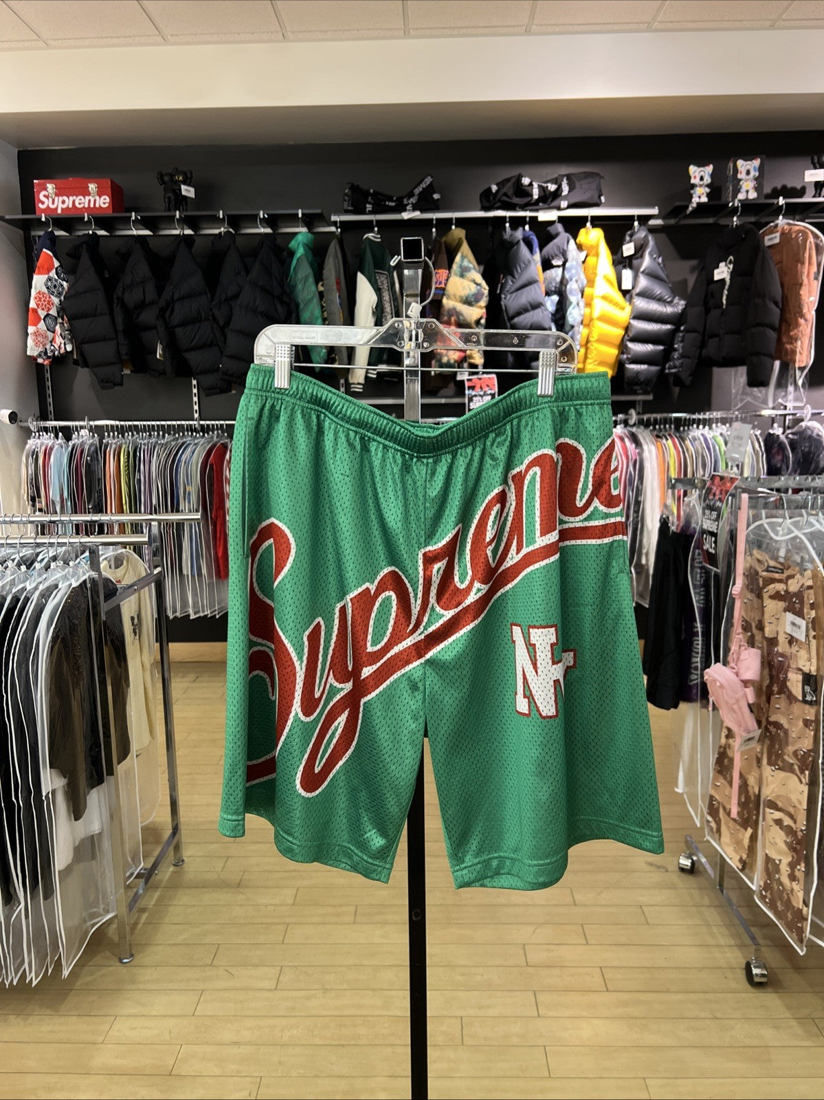 Supreme Big Script Mesh Shorts (Green) Sz L
