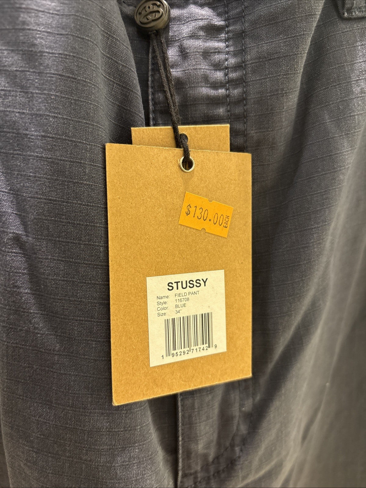 Stussy Field Pant Blue Size 34”