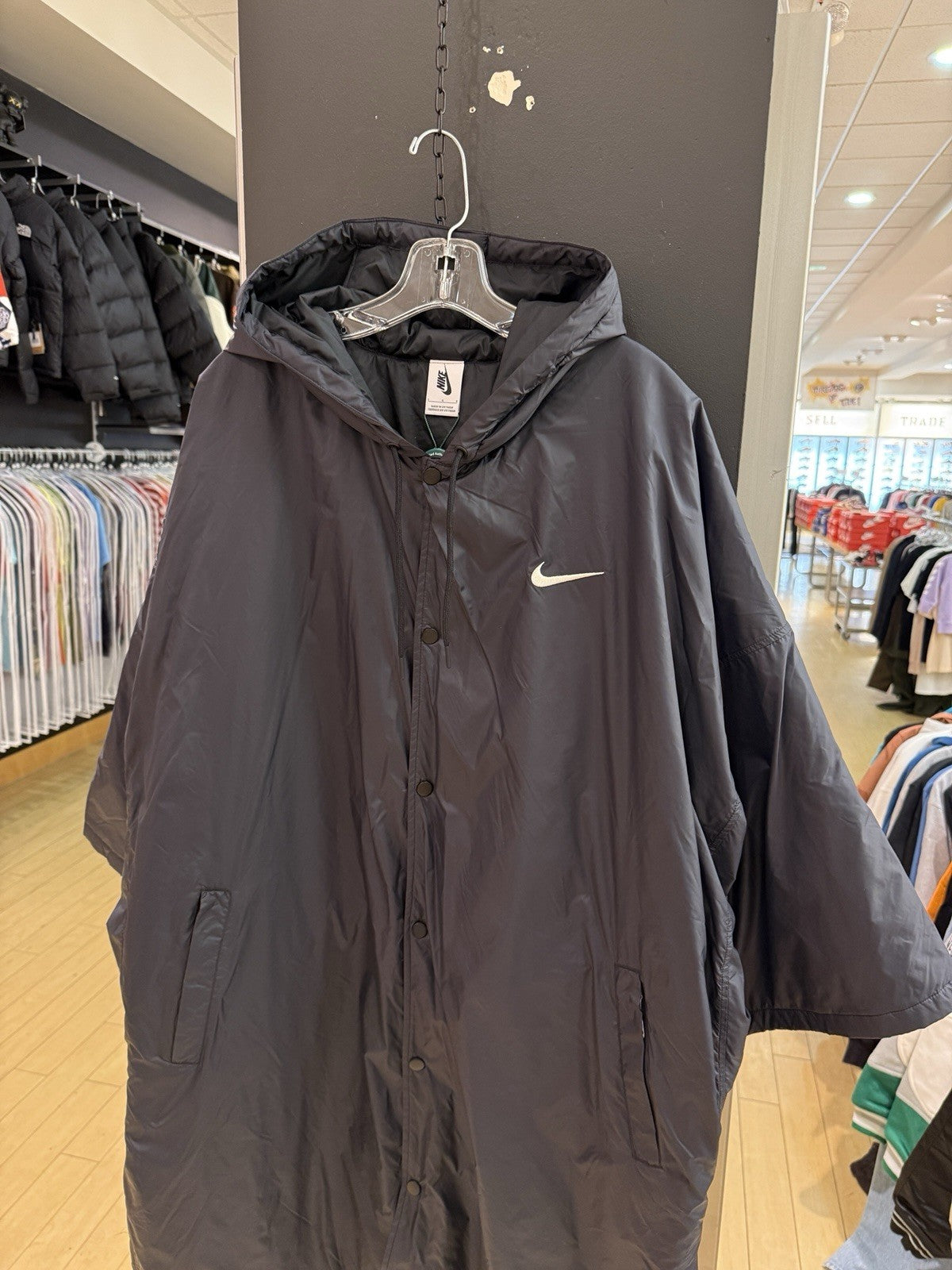 Nike Fear of God Oversized Nylon Hooded Parka Black Jacket SZ L