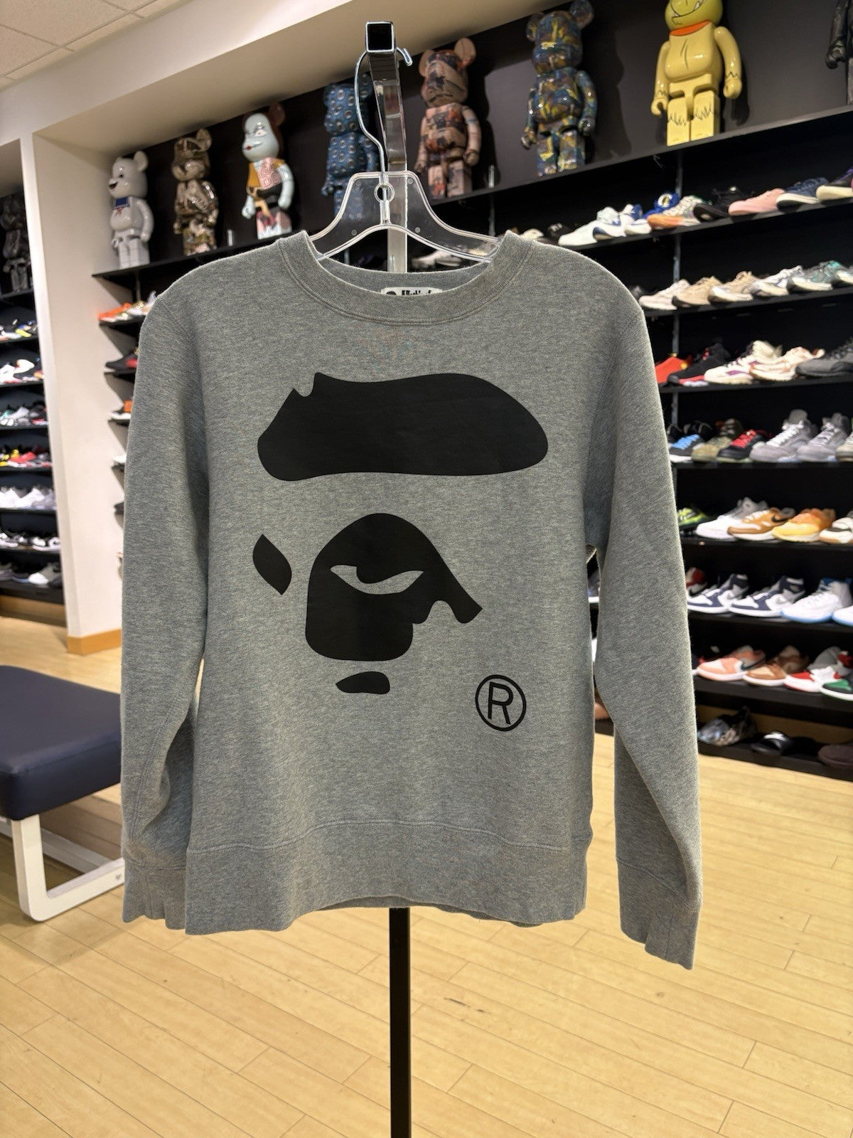 BAPE Ape Face Crewneck Sweatshirt Sweatshirt Gray Size Small
