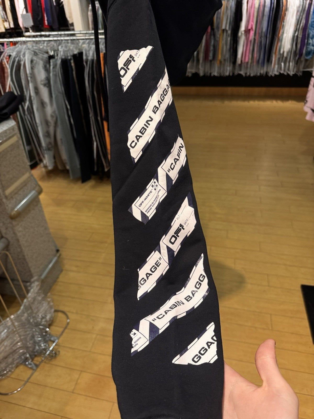 Off-White Airport Tape Zipup Hoodie Black Size Small