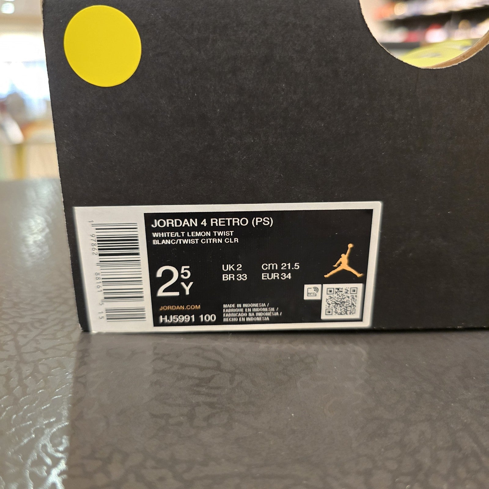 Size 2.5Y - Air Jordan 4 Lemon Twist PS
