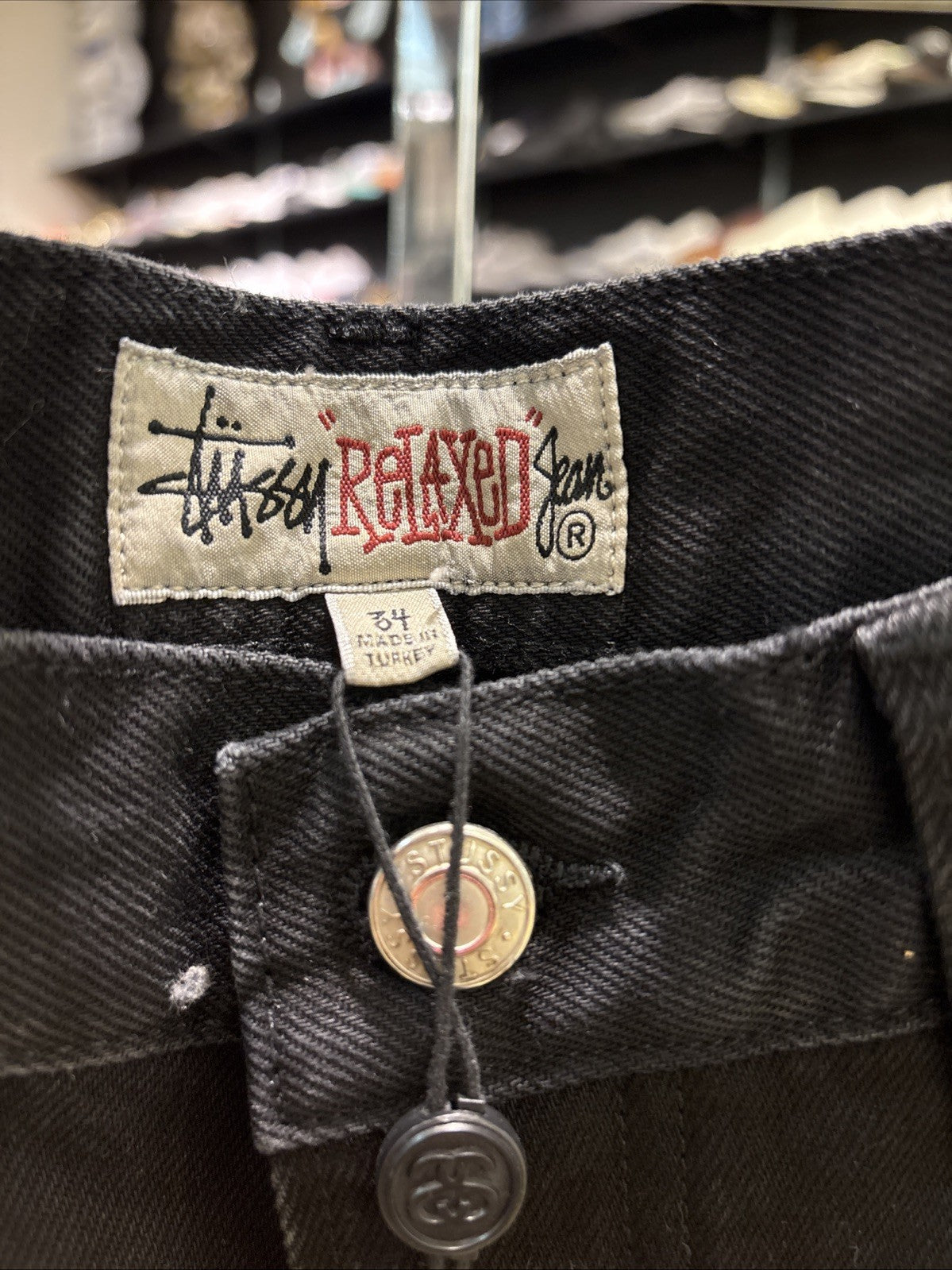 STUSSY RELAXED JEANS DENIM BLACK SIZE 34