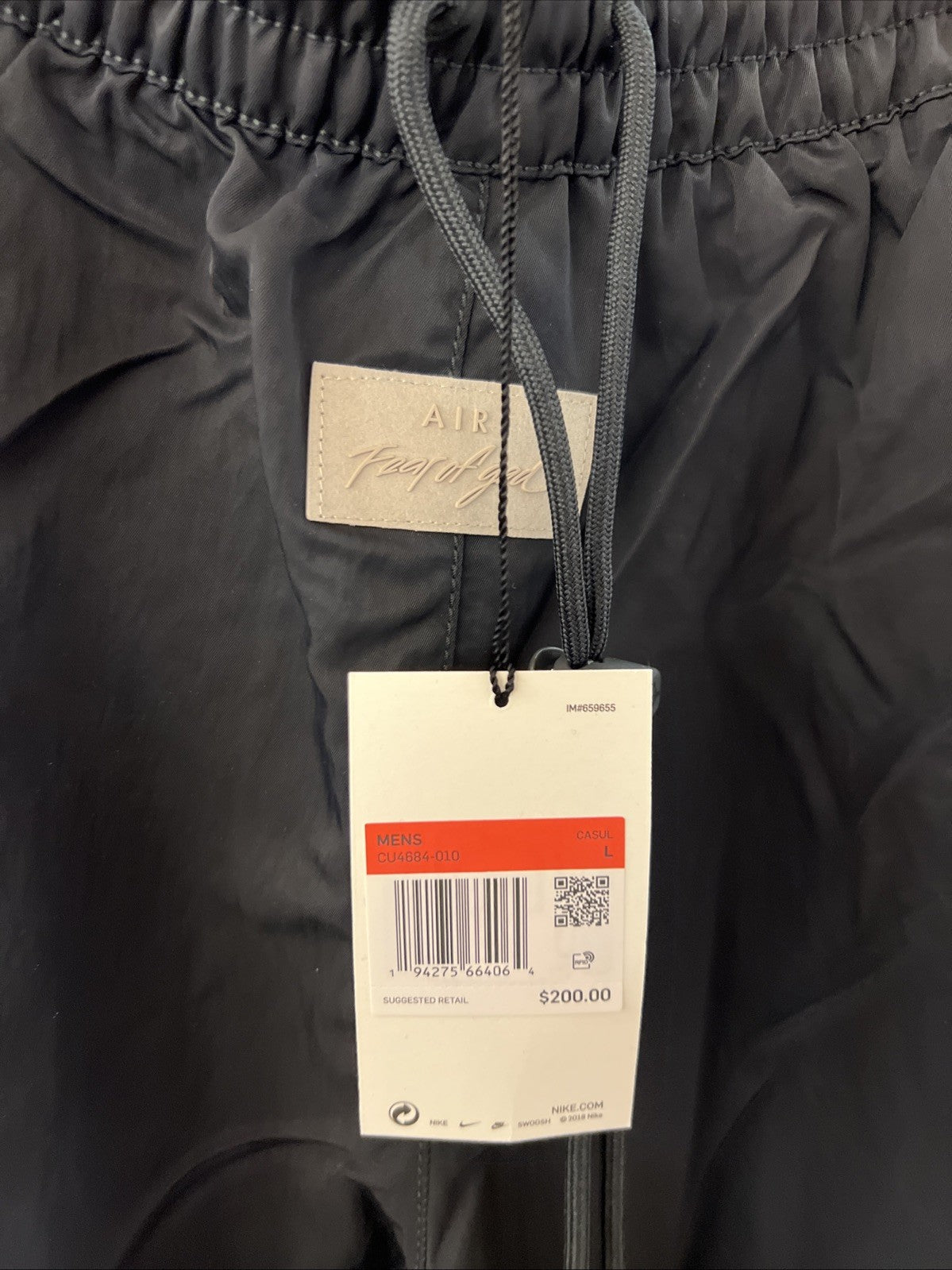 Nike x Fear Of God NBA NRG Warm Up Pant 'Off Black' Sz L