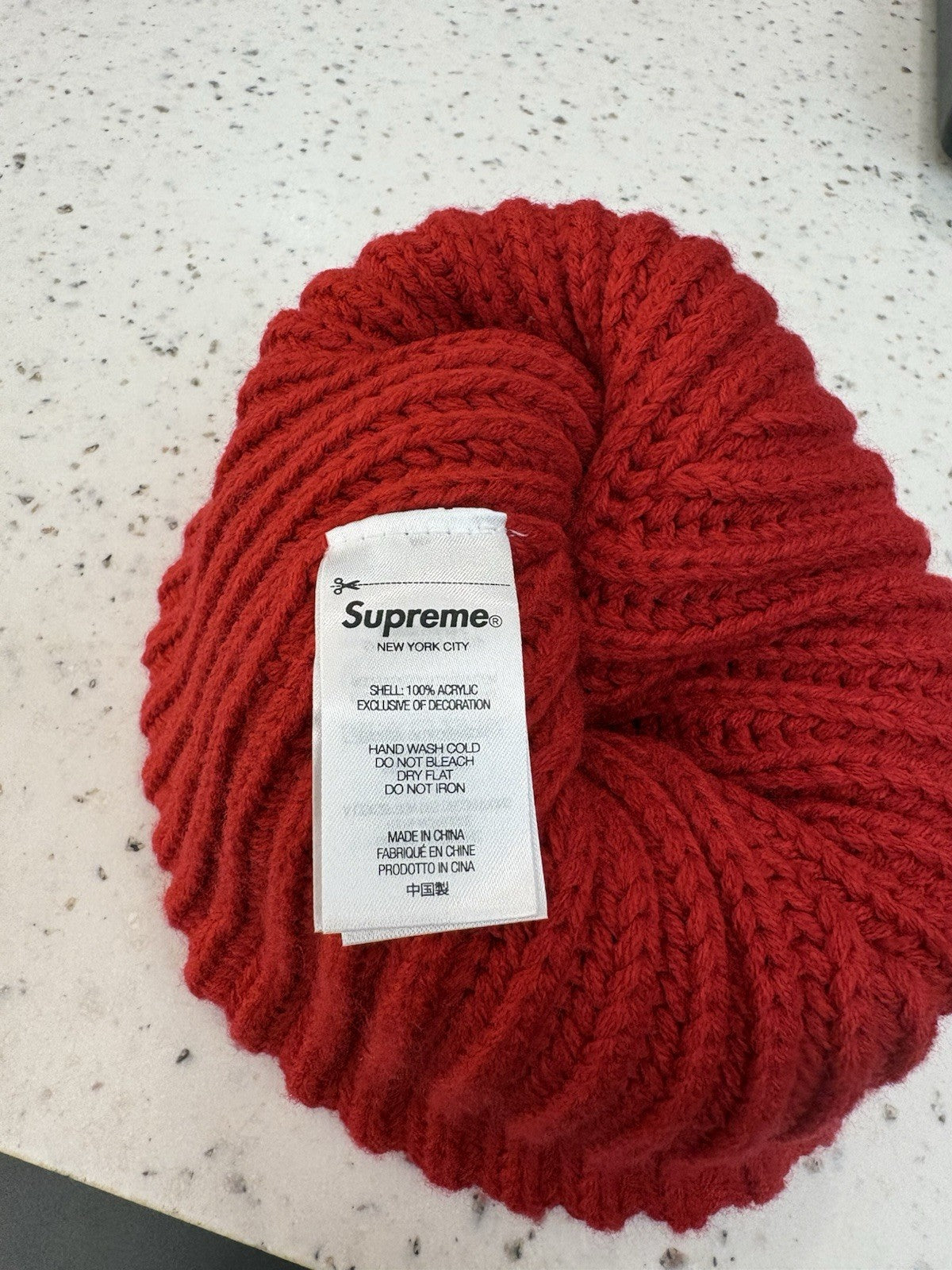 Supreme Classic Logo Chunky Ribbed Beanie Red
