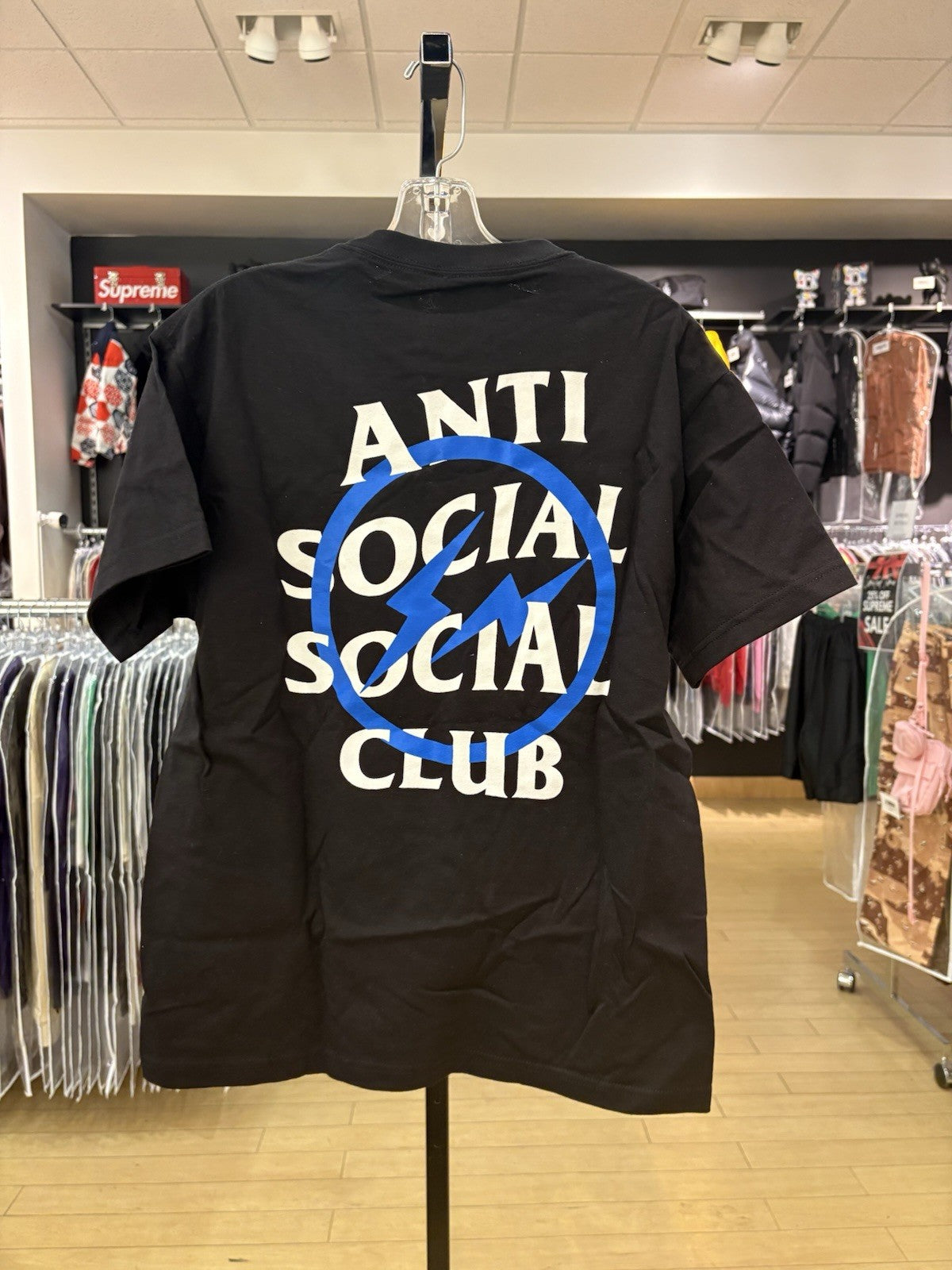 Anti Social Social Club x Fragment Blue Bolt Tee (FW19) Black Size Medium