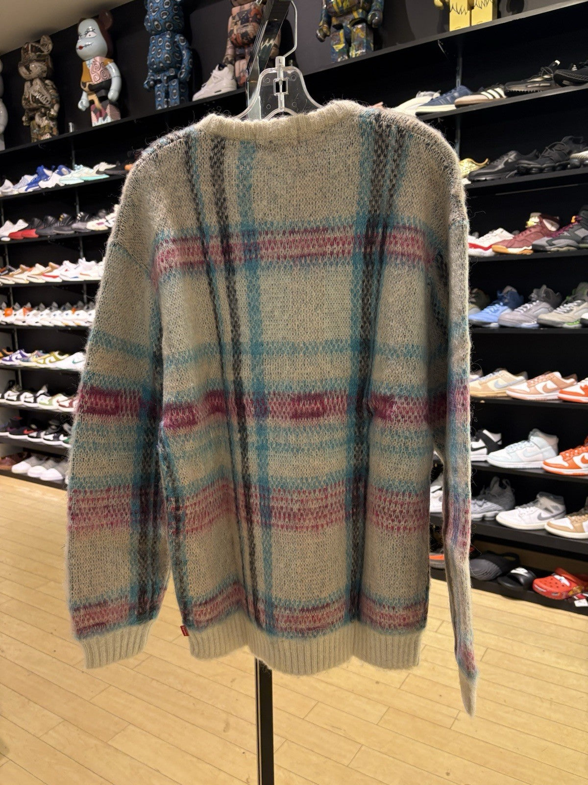 SUPREME Thick Knit M Beige/Pink Men BRUSHED PLAID Size L
