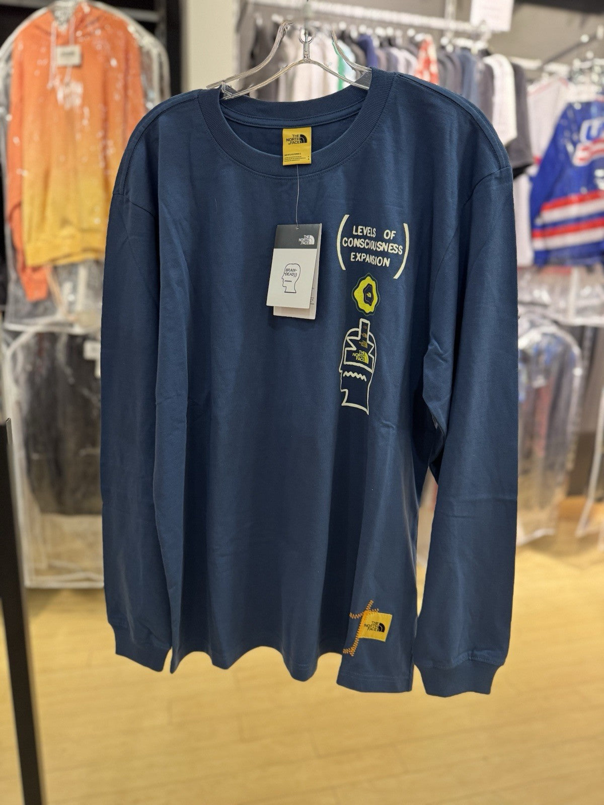 The North Face x Brain Dead 1st Release Collab L/S Tee Shady Blue Size Large