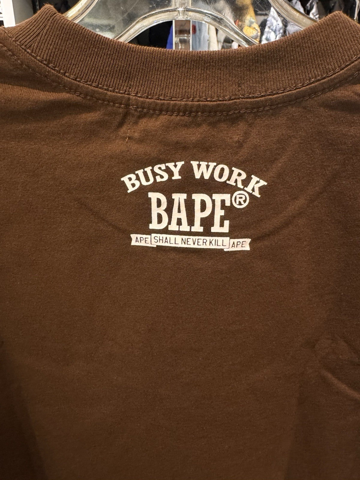 BAPE Mad Face College Long Sleeve Tee Brown Size Small