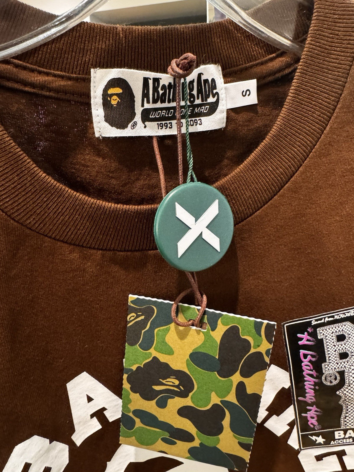 BAPE Mad Face College Long Sleeve Tee Brown Size Small