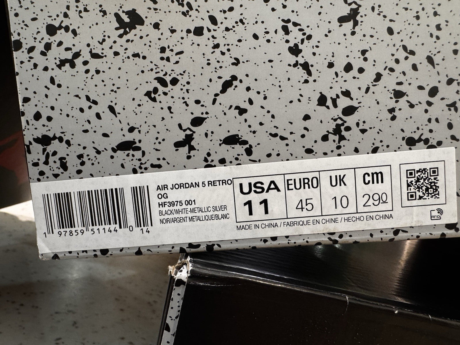 Air Jordan 5 Retro OG Black Metallic Reimagined Size 11