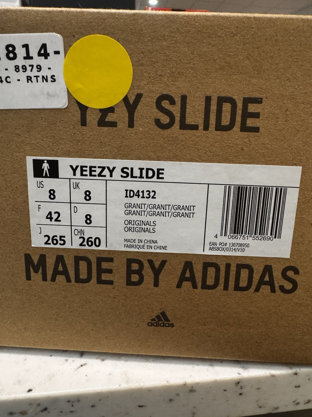 Adidas Yeezy Slide Granite Size 8
