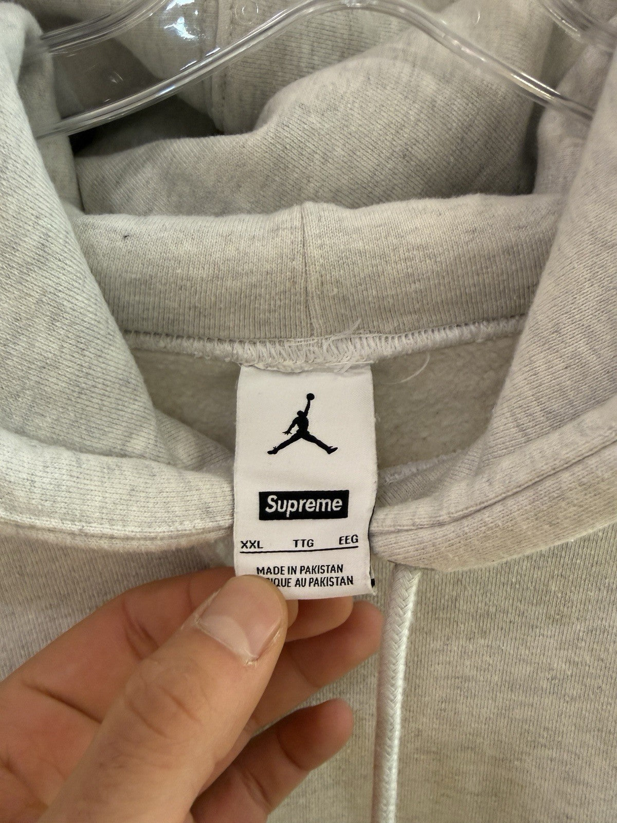 Supreme x Jordan Hooded Sweatshirt Gray Sz XXL Small Stain