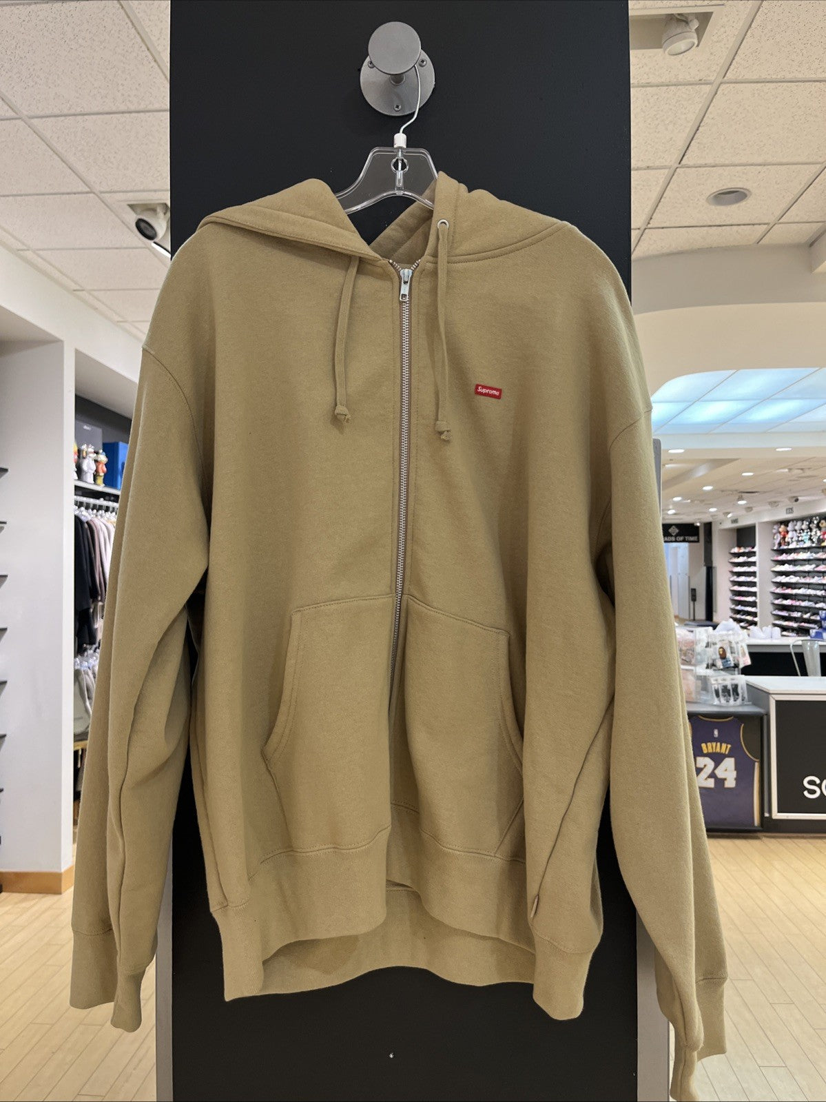 Supreme Small Box Zip Up Hooded Sweatshirt Tan SZ Large
