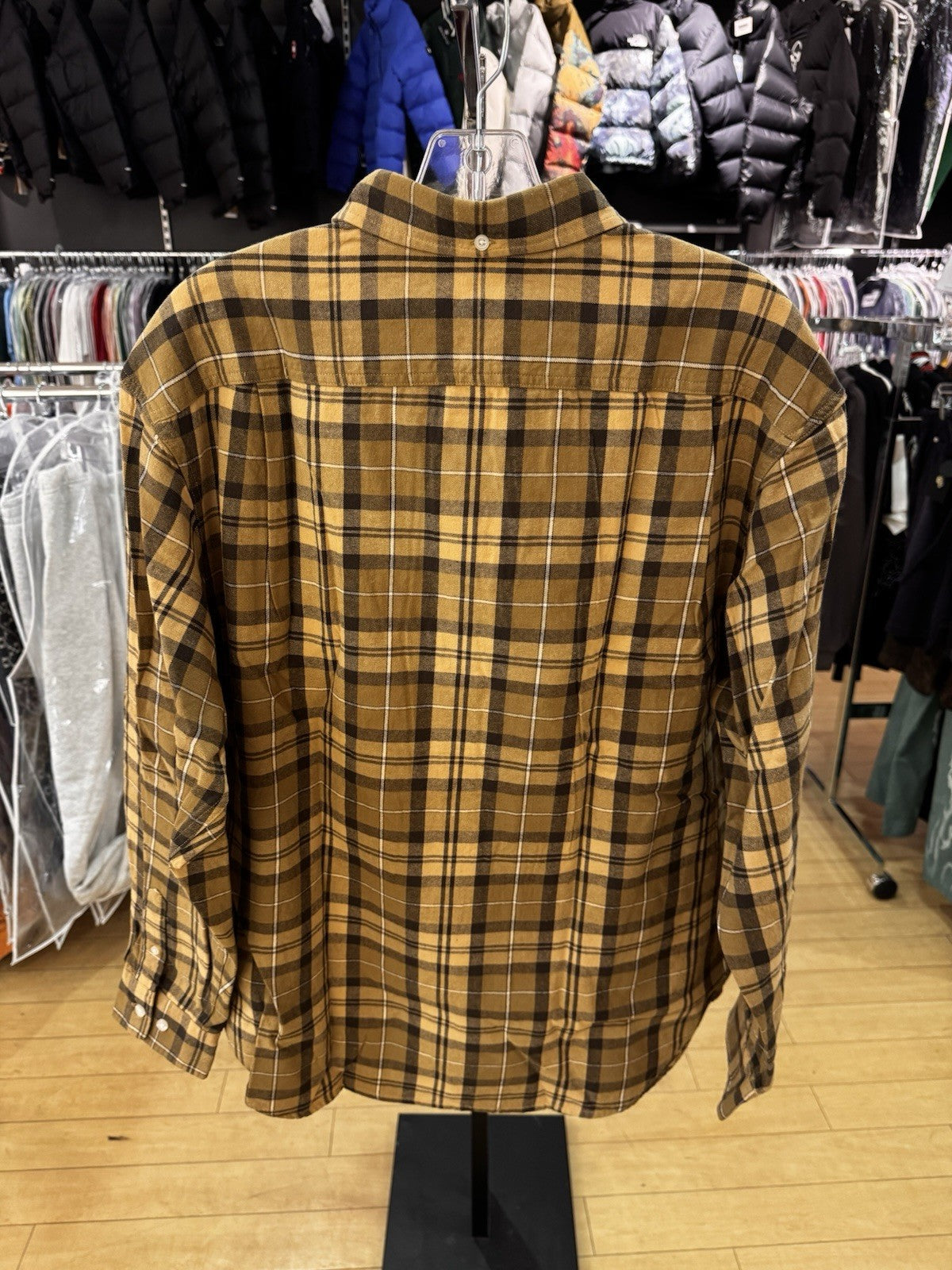 Supreme Plaid Flannel Shirt Tan Size M