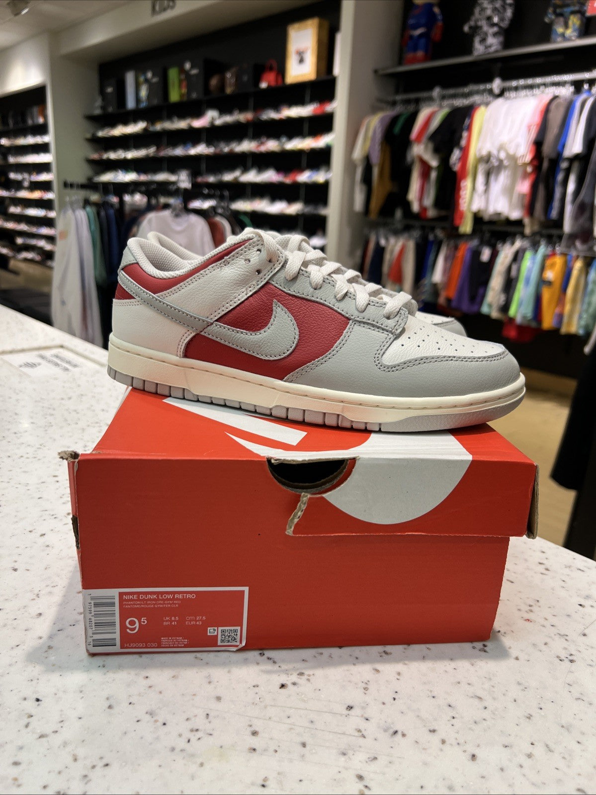 Men's Nike Dunk Low Retro Phantom/LT Iron-Gym Red Sz 9.5