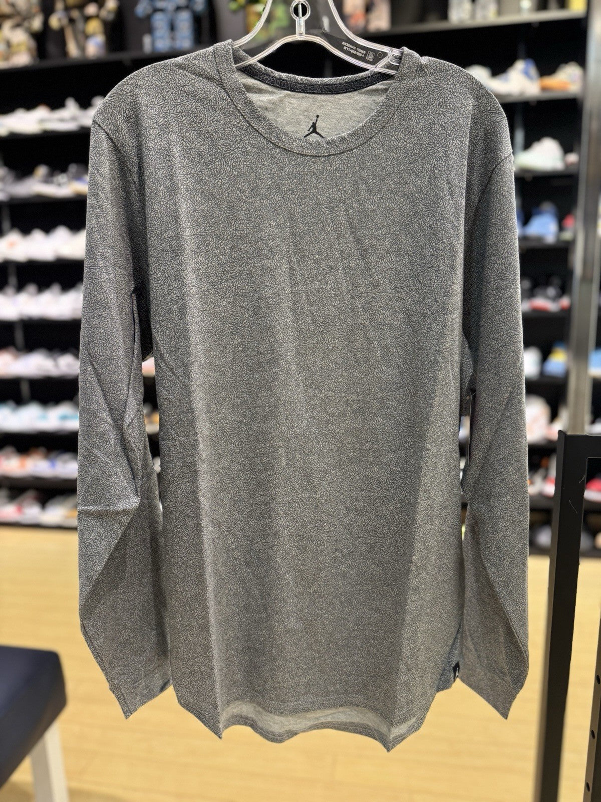 Jordan Elephant Print Long Sleeve Shirt Grey Size Large