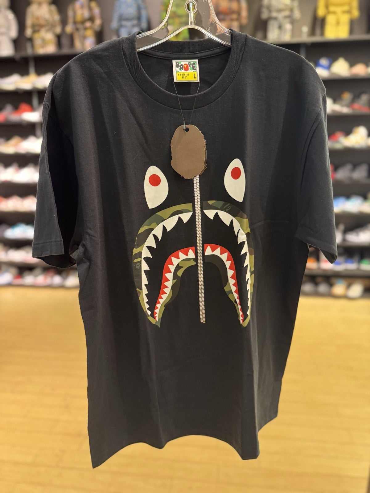 Bape ABC Camo Shark Tee Black Green Gold Size Large