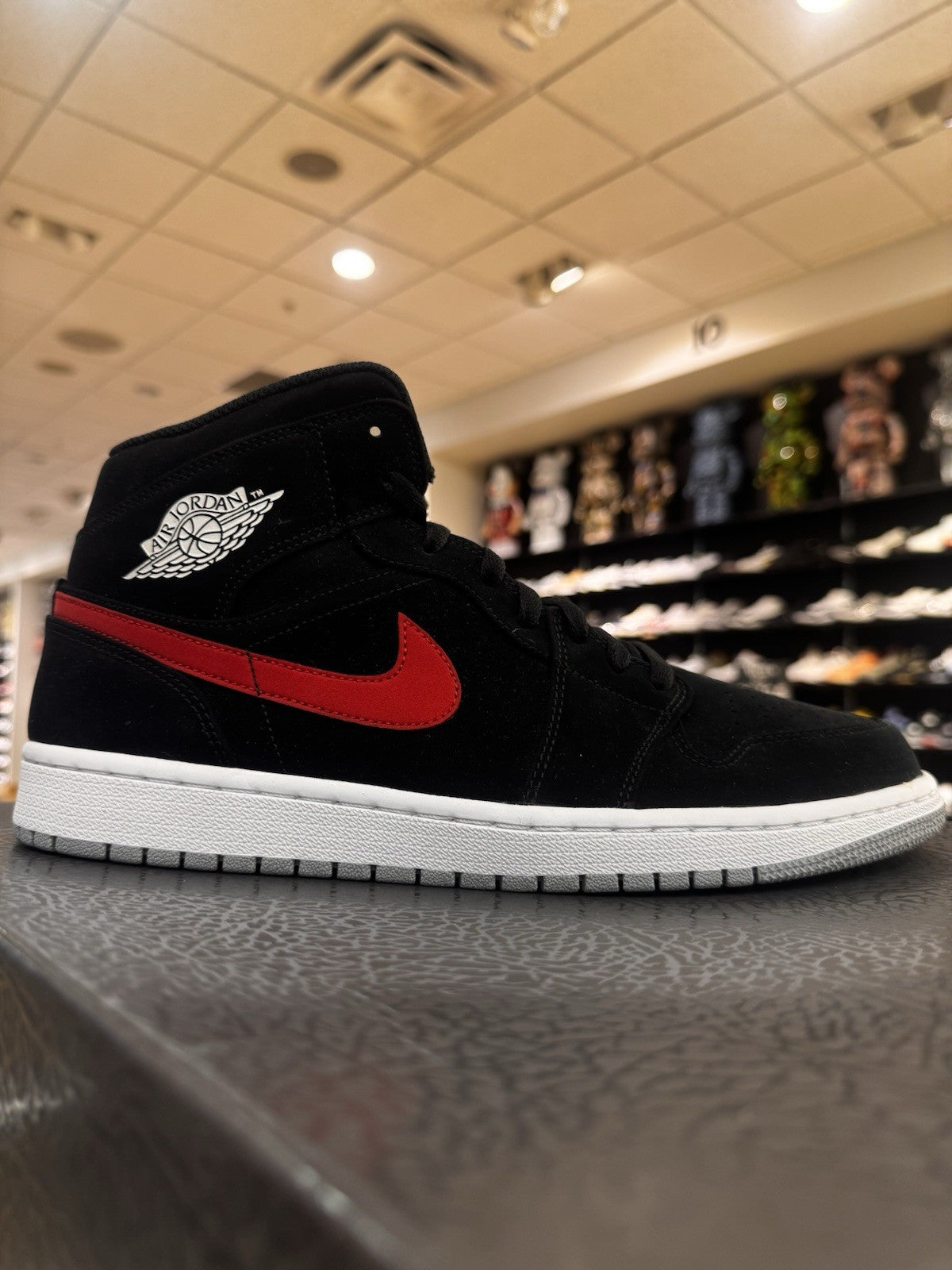 Air Jordan 1 Mid Multicolor Swoosh Black Size 10.5