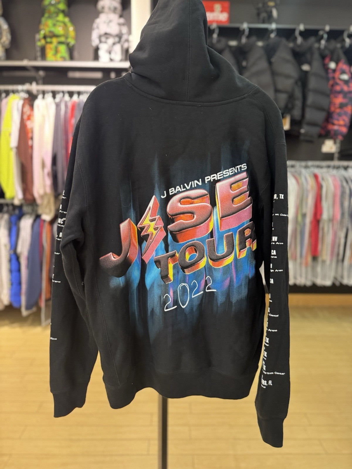 J Balvin Jose 2022 Tour Hoodies Mens Small Black Long Sleeve Hoodie Size Medium