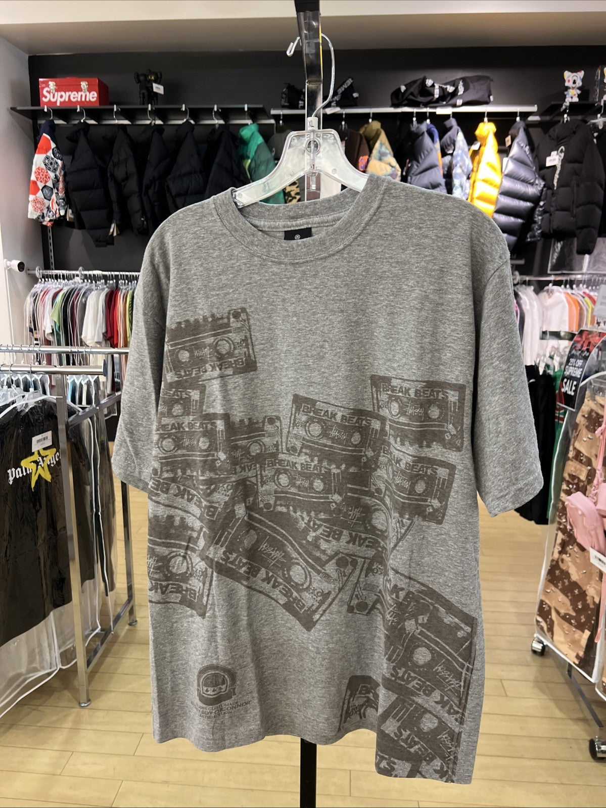 Stussy Custom Made In USA Stereo Tee Grey Sz XL