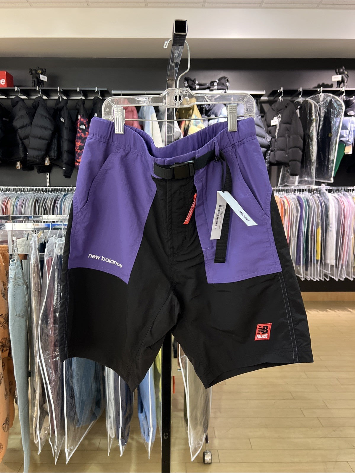 Palace x New Balance Nylon Trail Short 'Black/Purple' Sz S