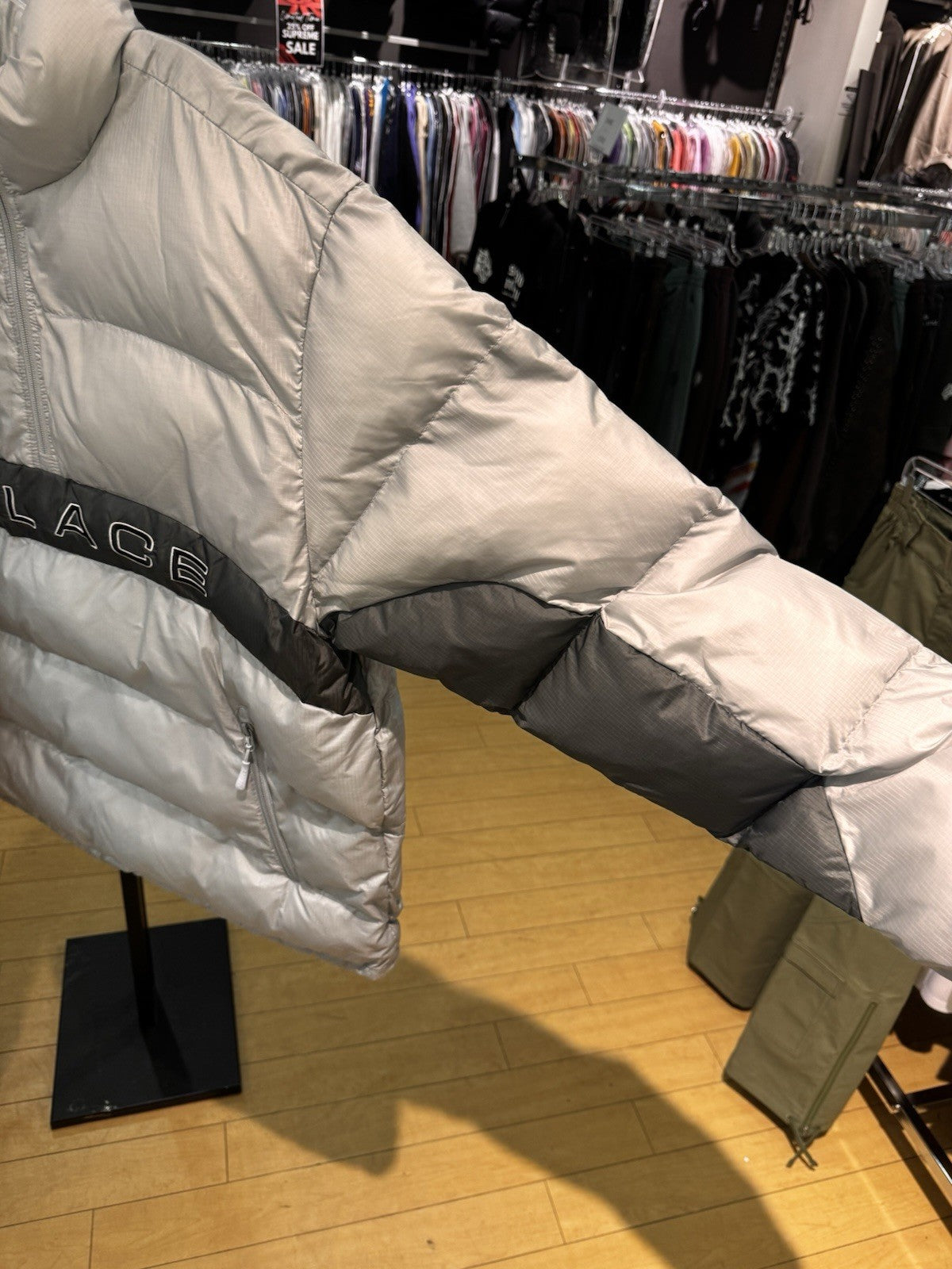 Palace Ripstop Arc Puffer Jacket Grey Size XL