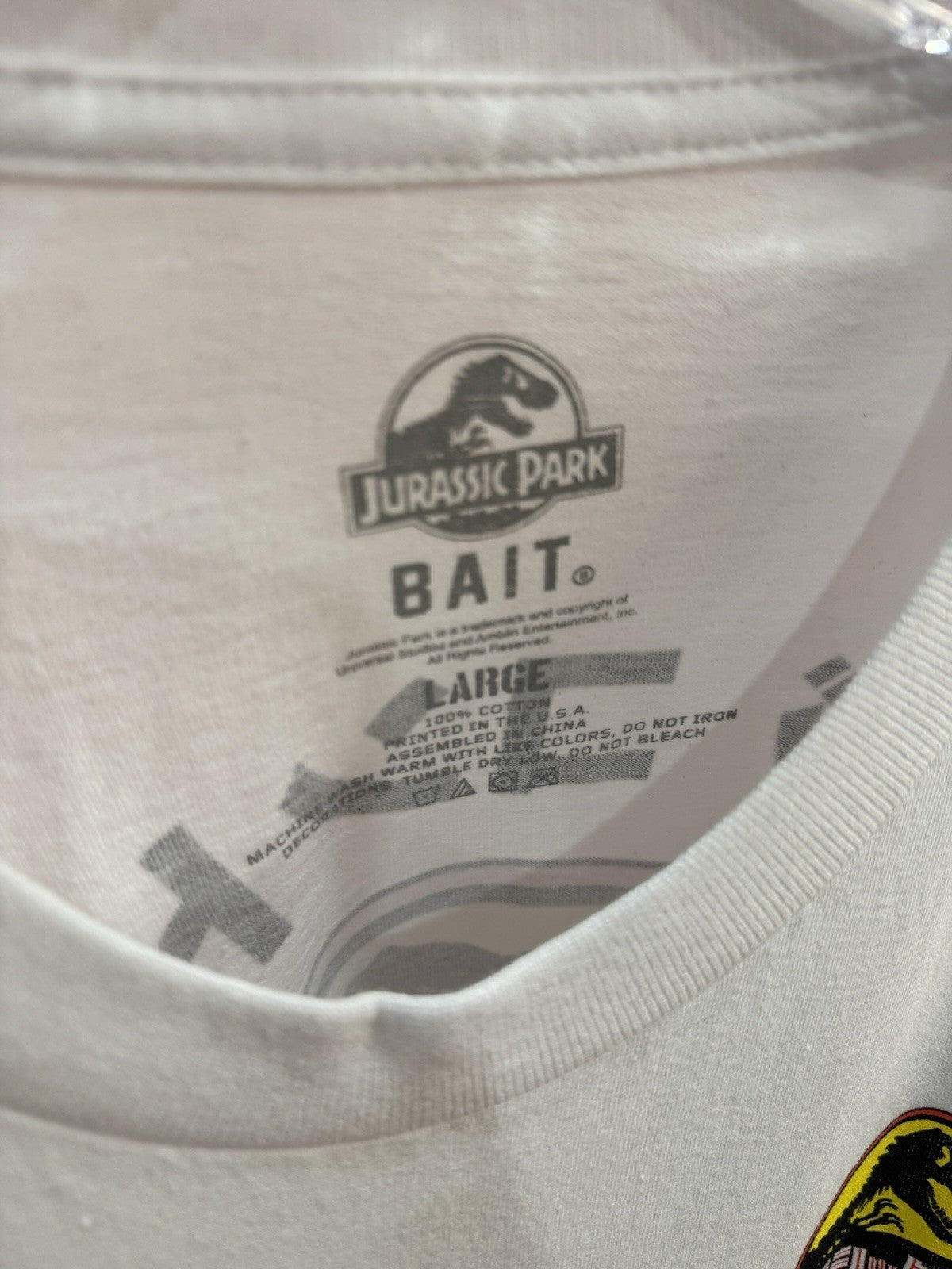 Bait X Jurassic Park Damage Control L/S Tee White Size Large