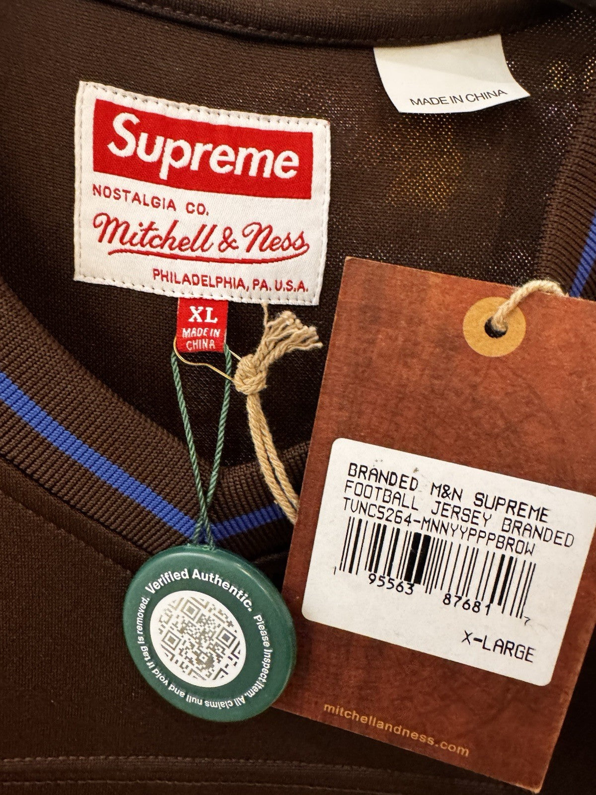 Supreme x Mitchell & Ness Jersey Brown Orange Size XL