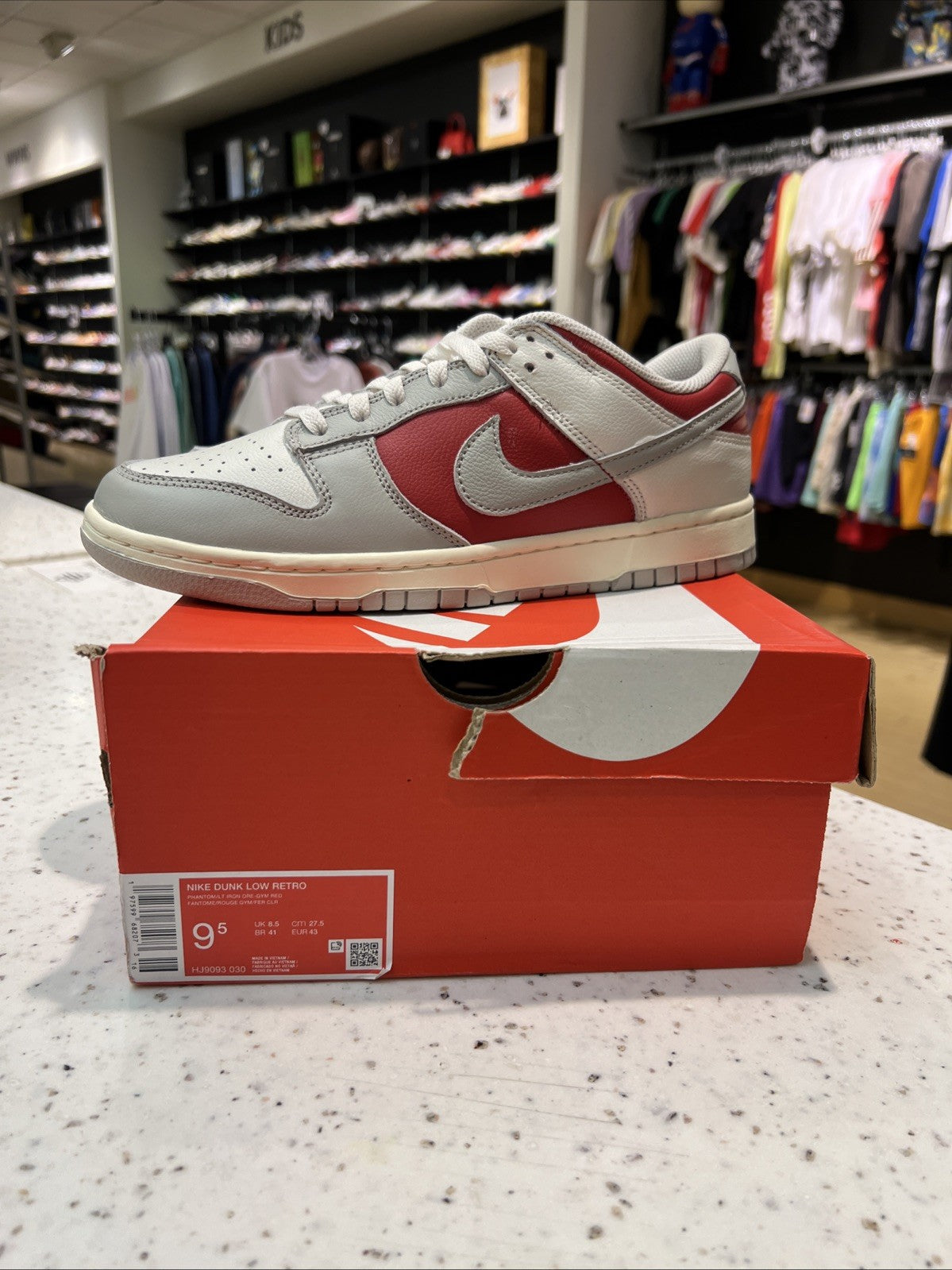 Men's Nike Dunk Low Retro Phantom/LT Iron-Gym Red Sz 9.5