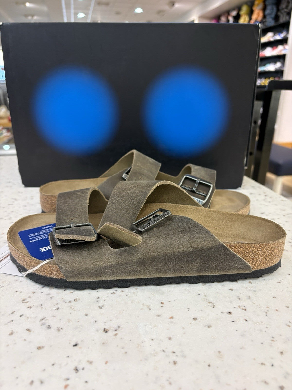 Birkenstock Arizona Soft Footbed Sandals Faded Khaki Oiled Leather Size 40