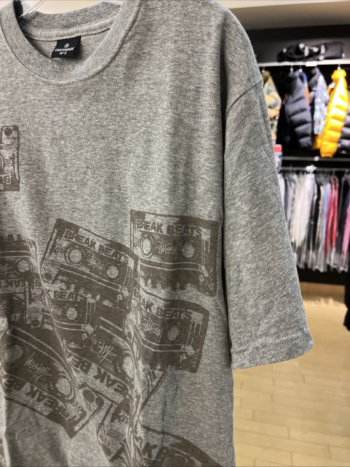 Stussy Custom Made In USA Stereo Tee Grey Sz XL