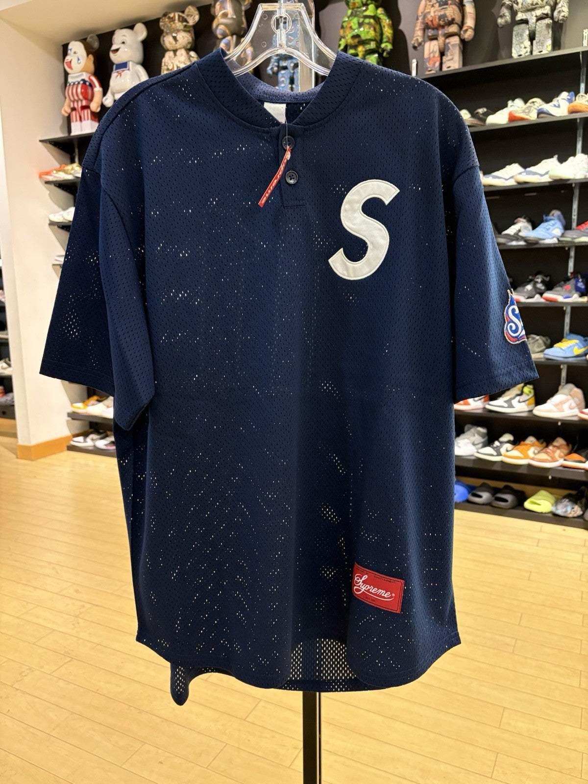 Supreme S Logo Baseball Henley Navy Size Medium
