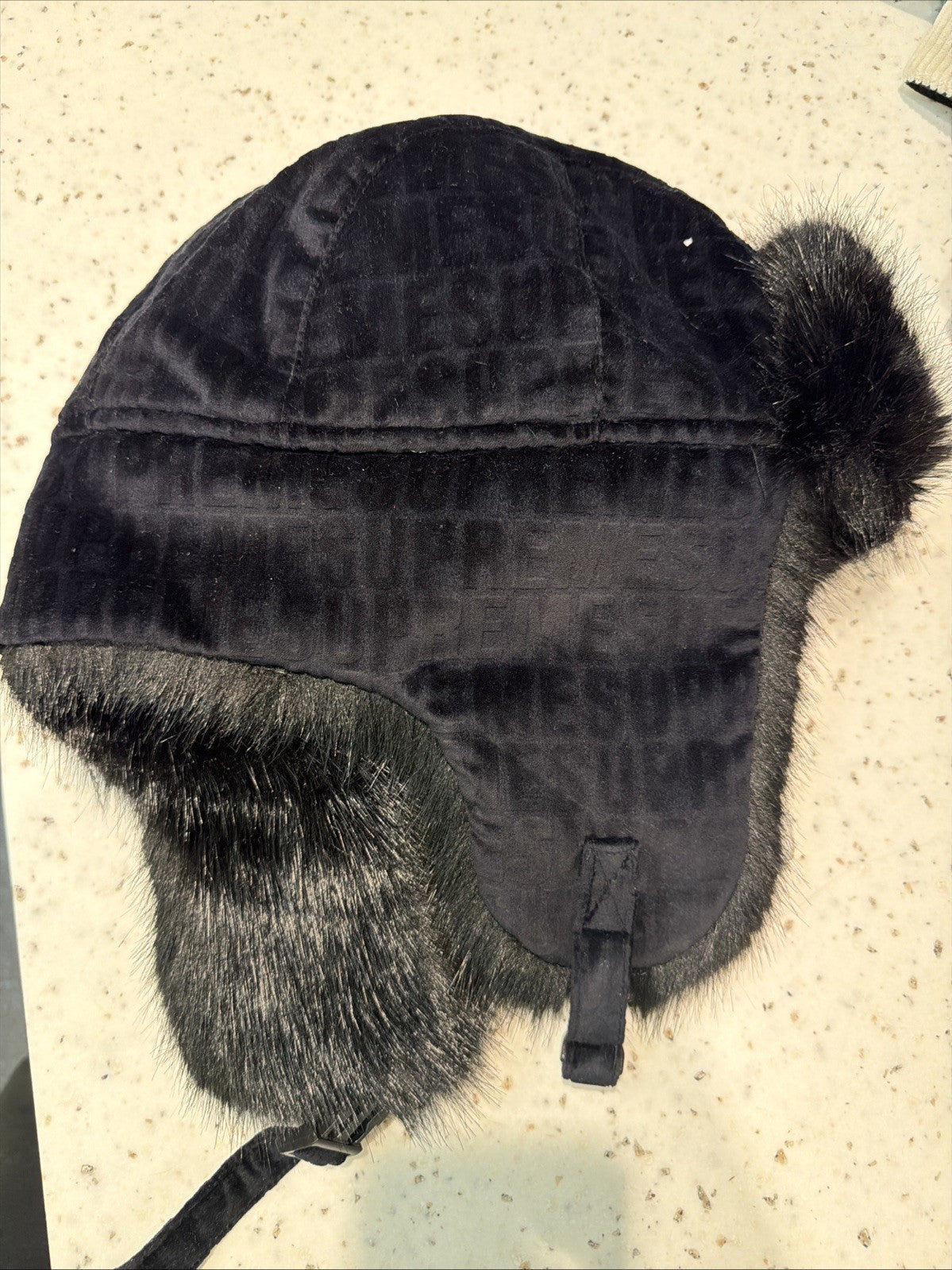Supreme Velvet Pattern Trooper Hat Winter Warm FW21 Black S/M