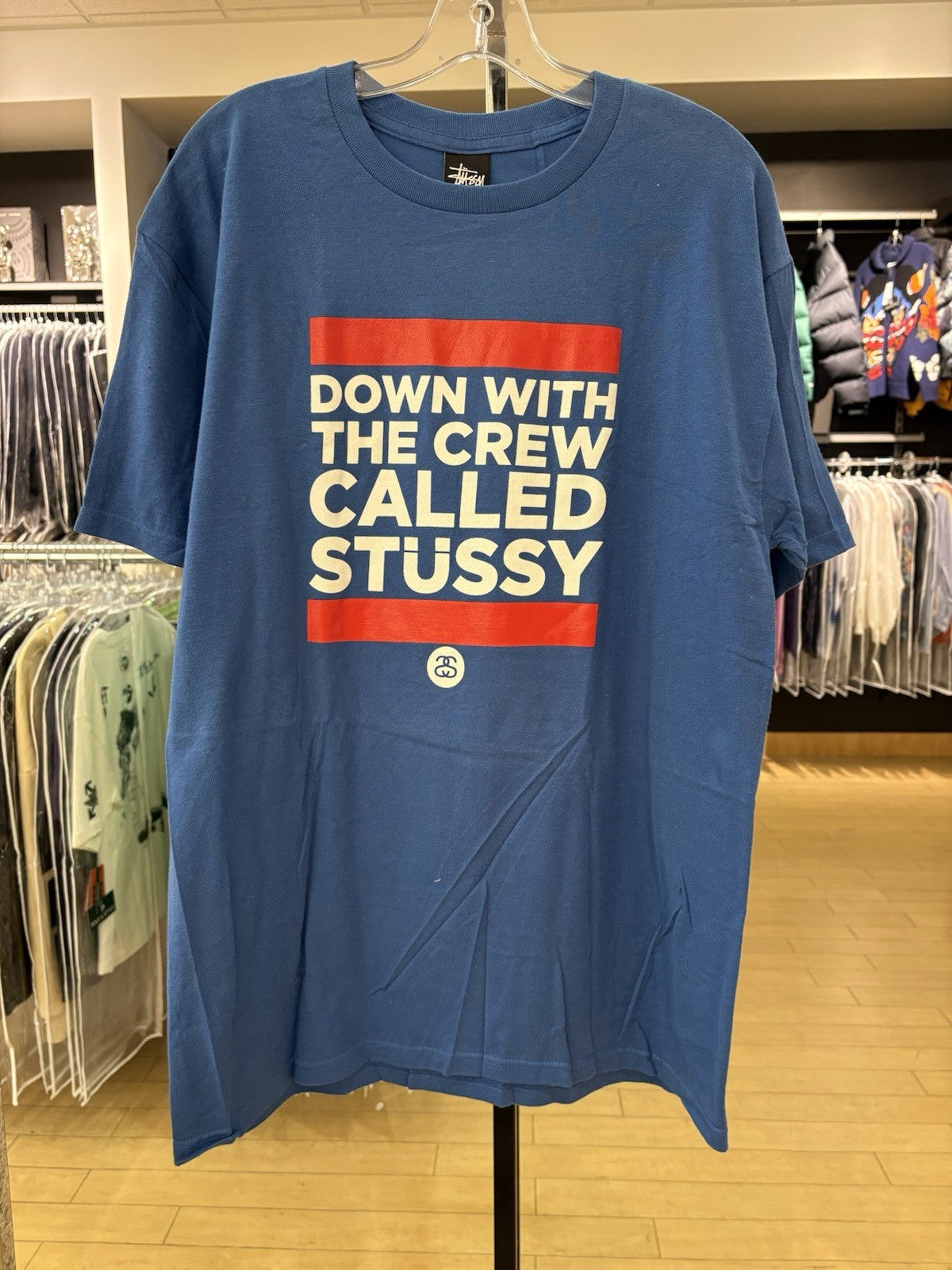 Stussy Down With The Crew Tee 'Royal Blue' Size Large