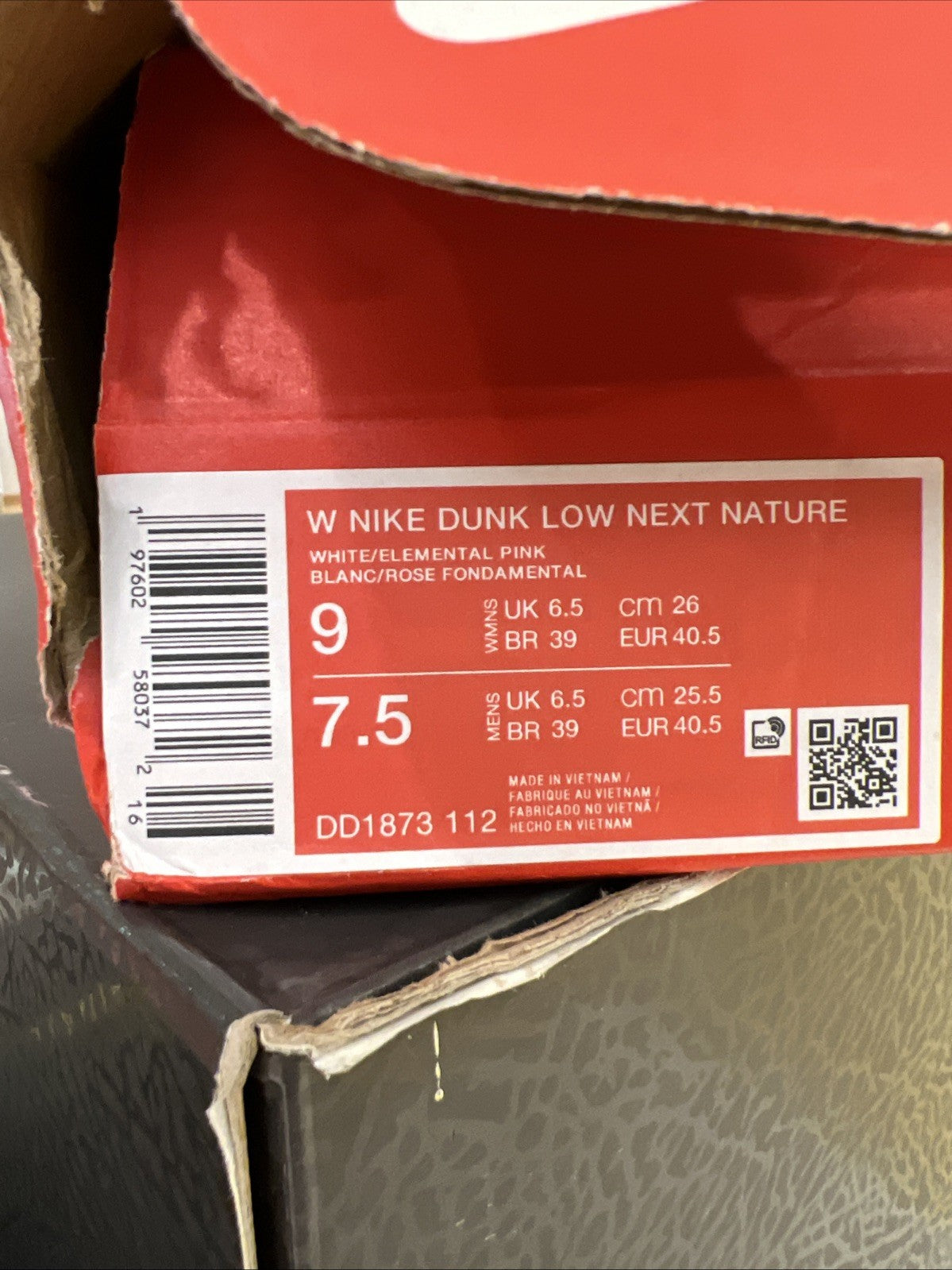 Nike Dunk Low Next Nature White Elemental Pink Sz 9 DEFECT