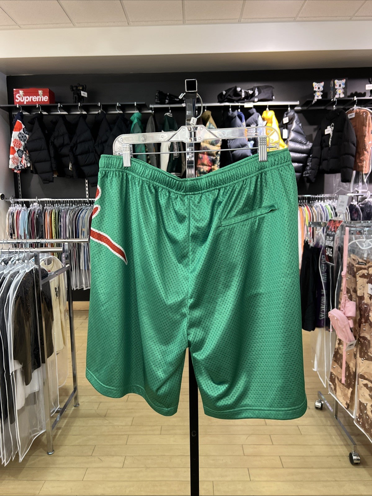 Supreme Big Script Mesh Shorts (Green) Sz L